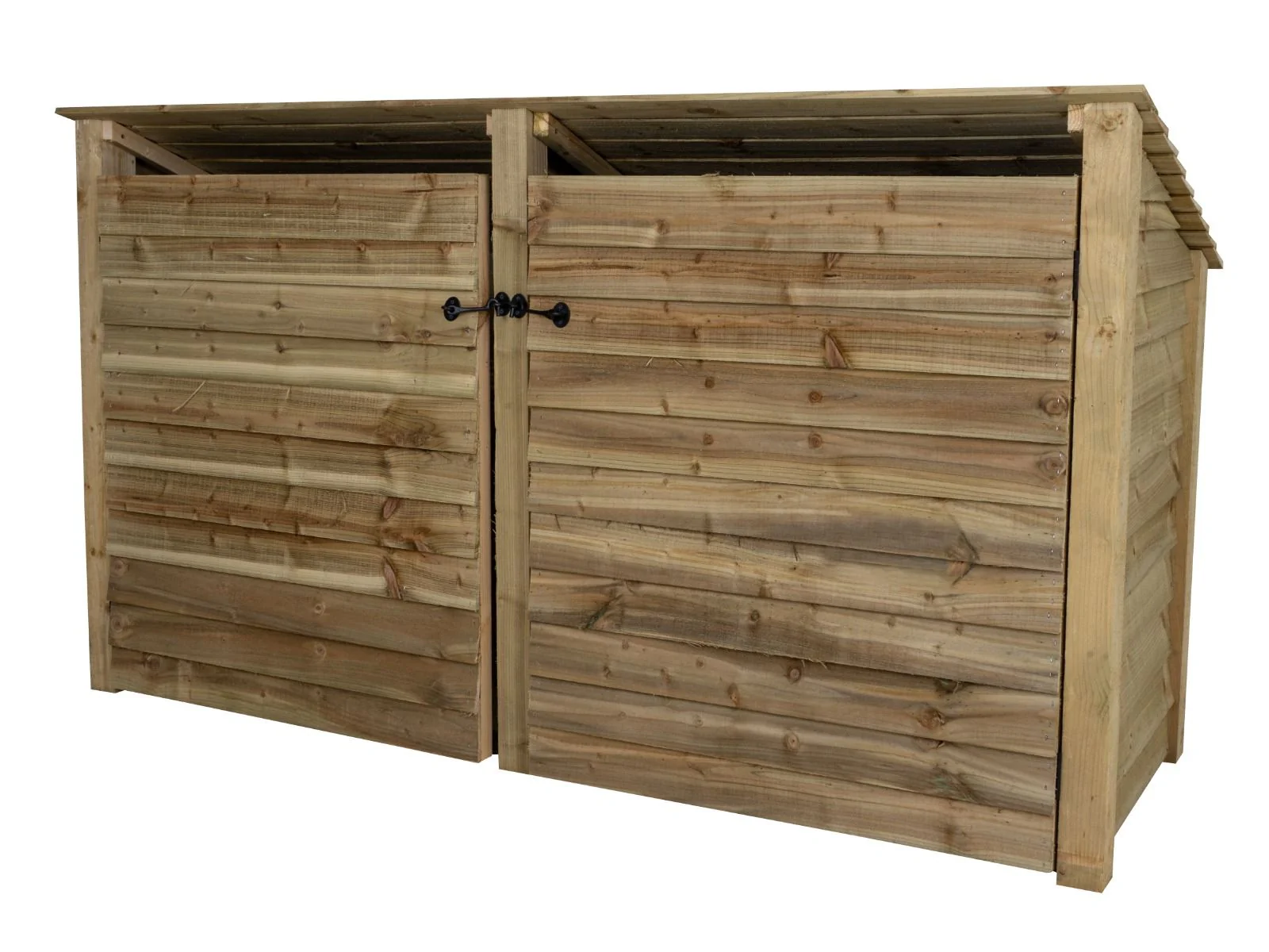 Wooden Log Store (Roof Sloping Back) with Doors and Shelf W-227cm, H-126cm or 180cm, D-88cm - Image 8