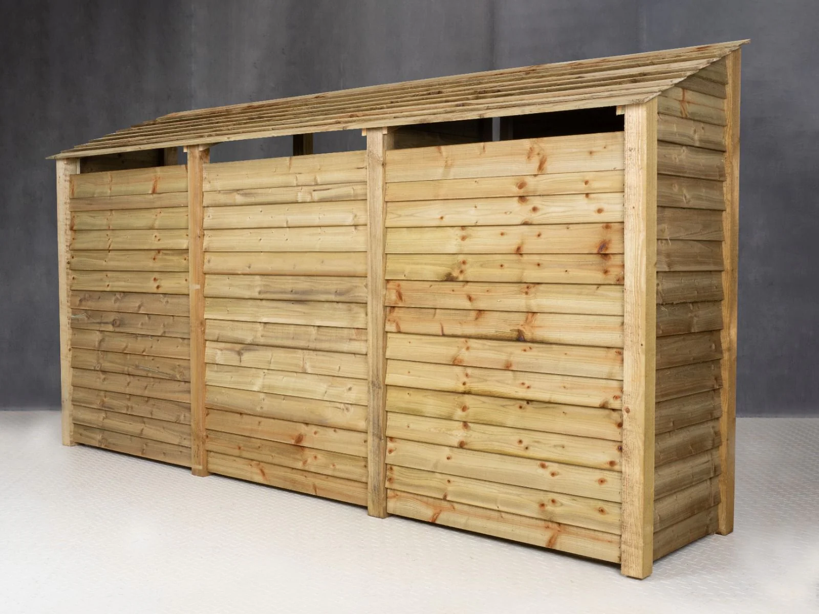 Wooden Log Store (Roof Sloping Back) with Doors W-335cm, H-126cm or 180cm, D-88cm - Image 3