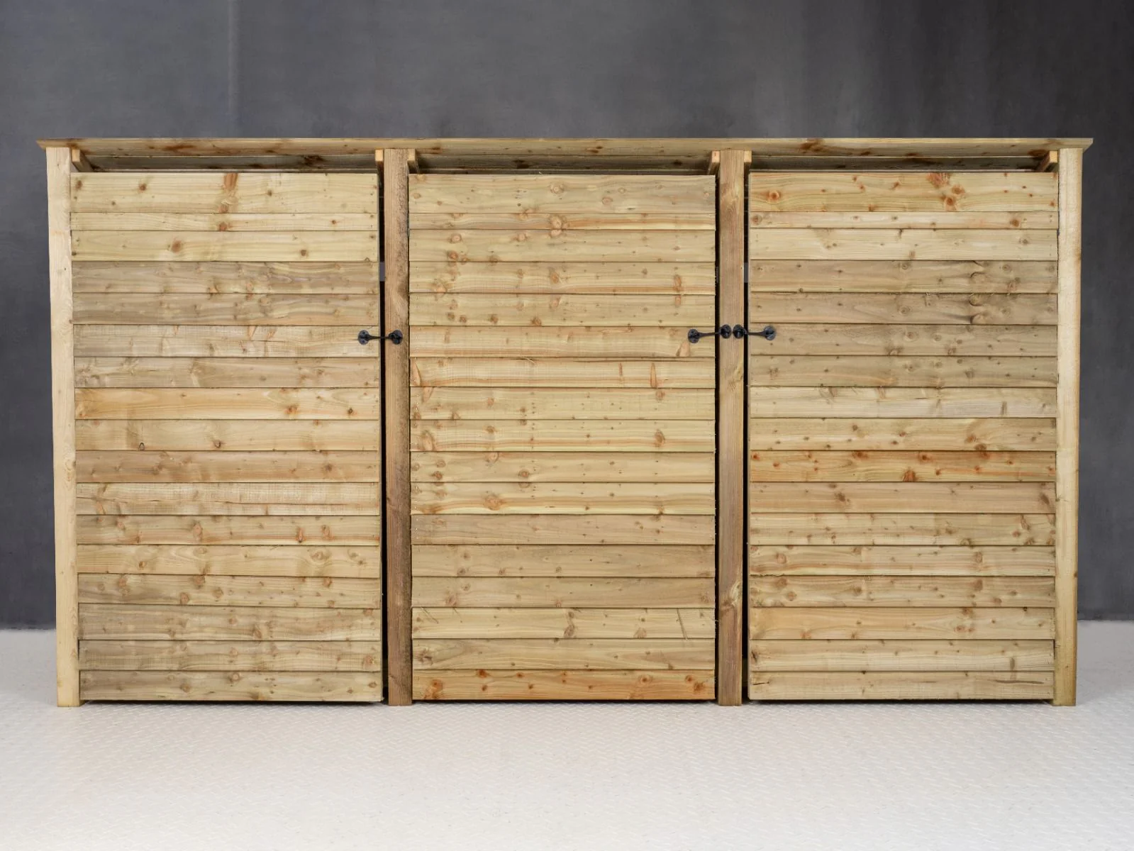 Wooden Log Store (Roof Sloping Back) with Doors W-335cm, H-126cm or 180cm, D-88cm - Image 4