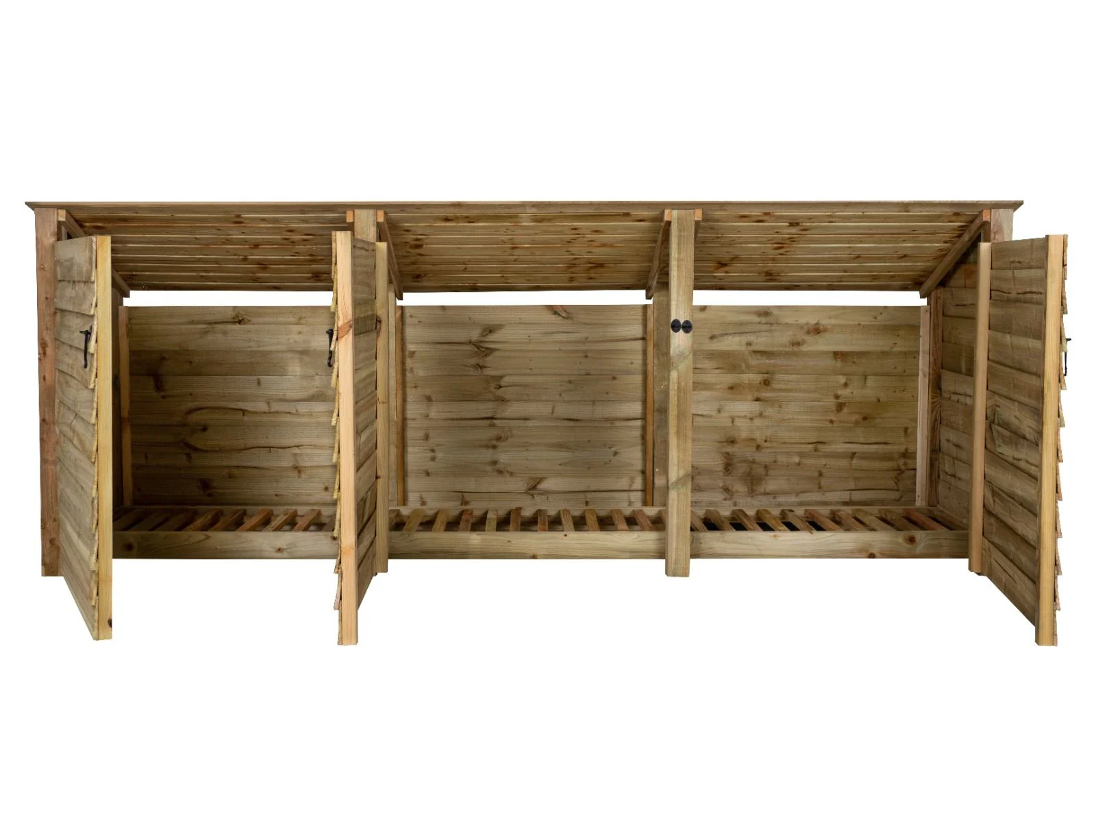 Wooden Log Store (Roof Sloping Back) with Doors W-335cm, H-126cm or 180cm, D-88cm - Image 5