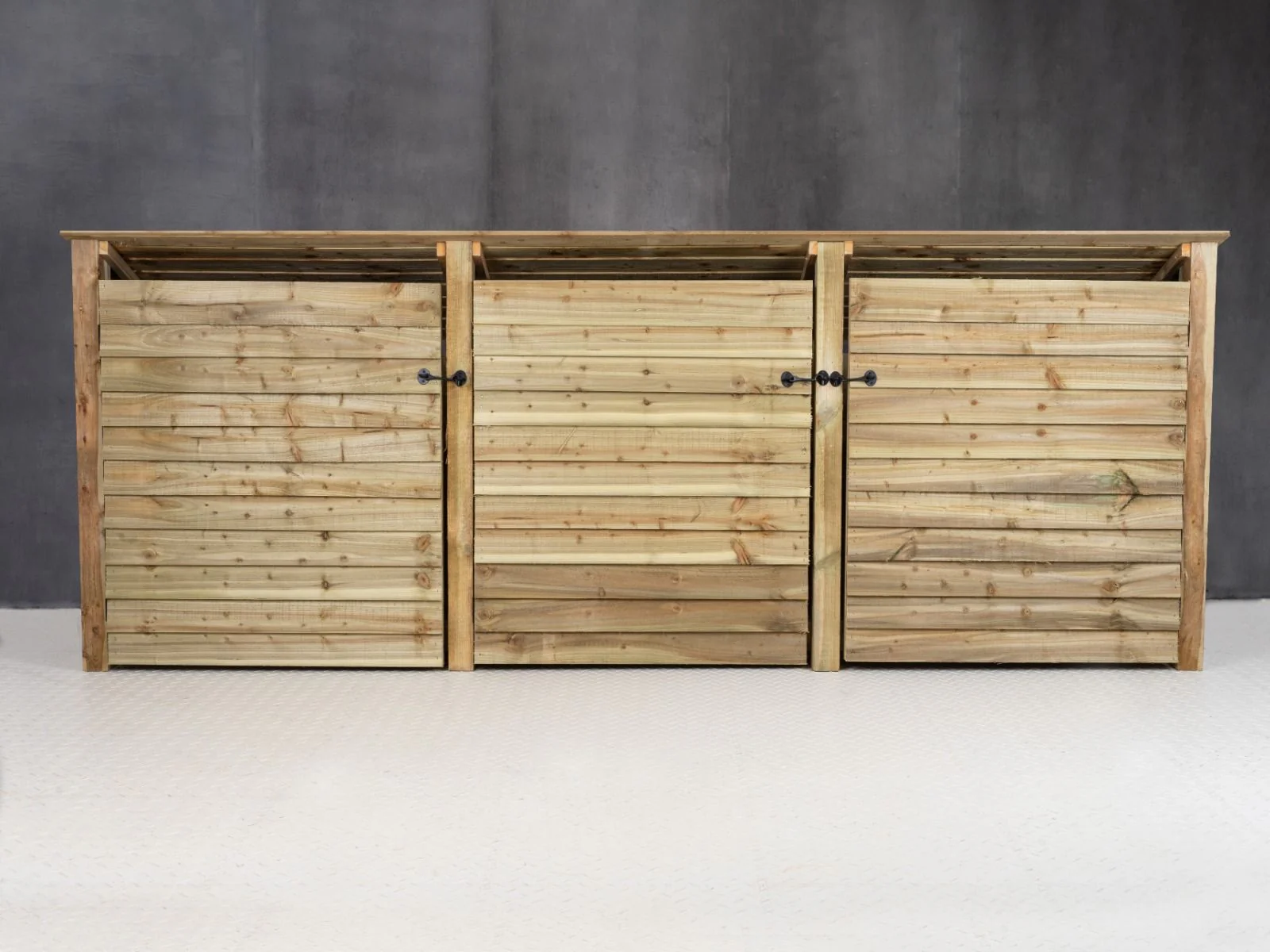 Wooden Log Store (Roof Sloping Back) with Doors W-335cm, H-126cm or 180cm, D-88cm - Image 9
