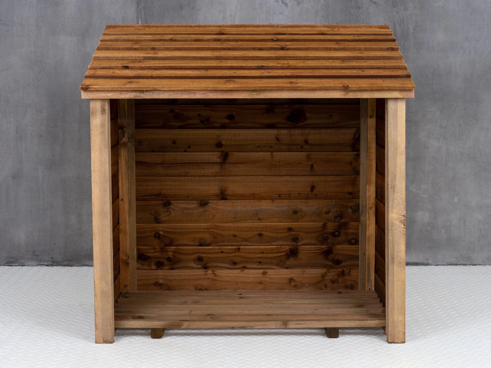 Wooden Log Store (W-119cm, H-118cm, D-71cm) - Brown Finish - Image 3