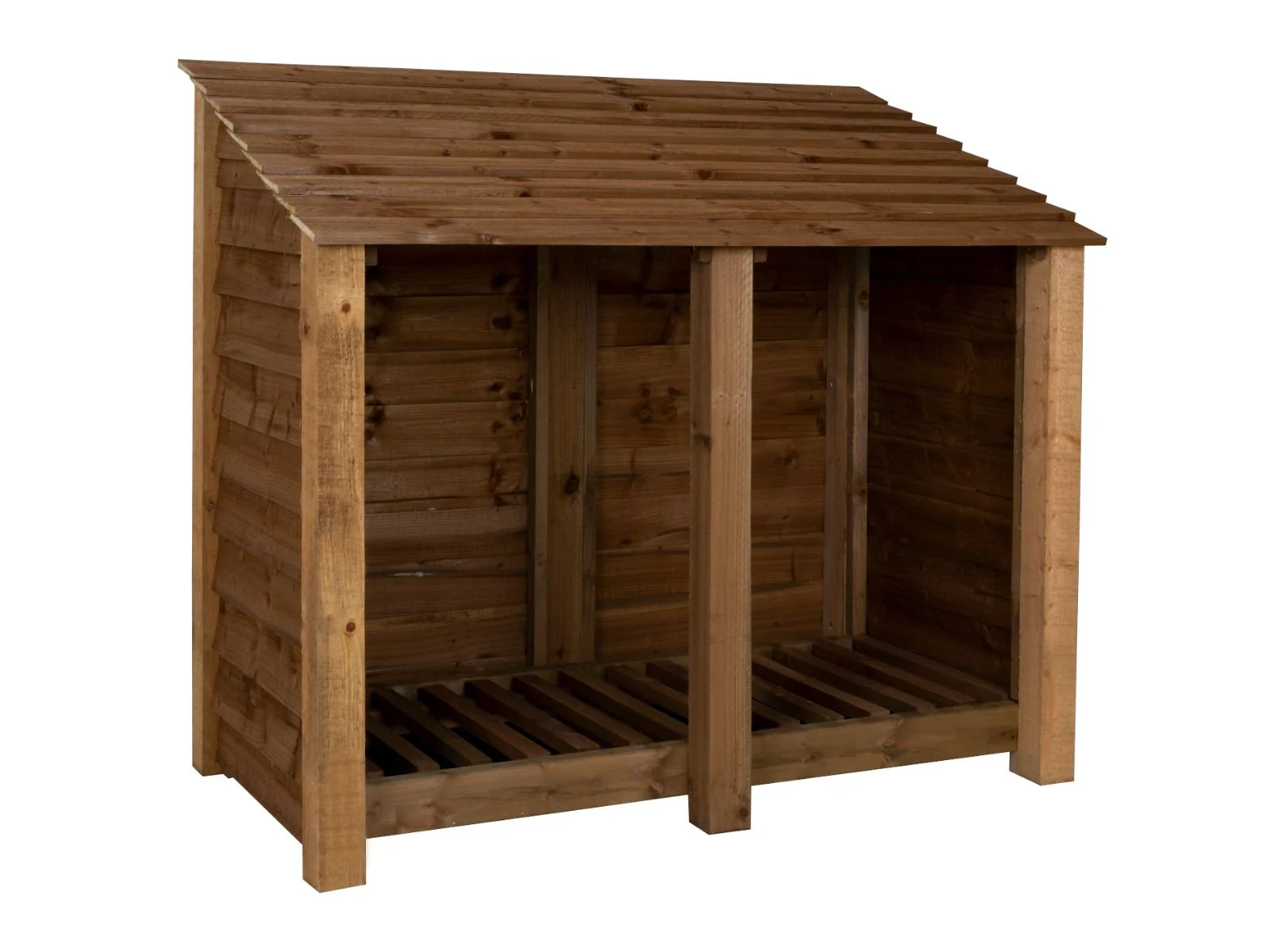 Wooden Log Store W-146cm, H-126cm or 180cm, D-88cm - Brown Finish - Image 8