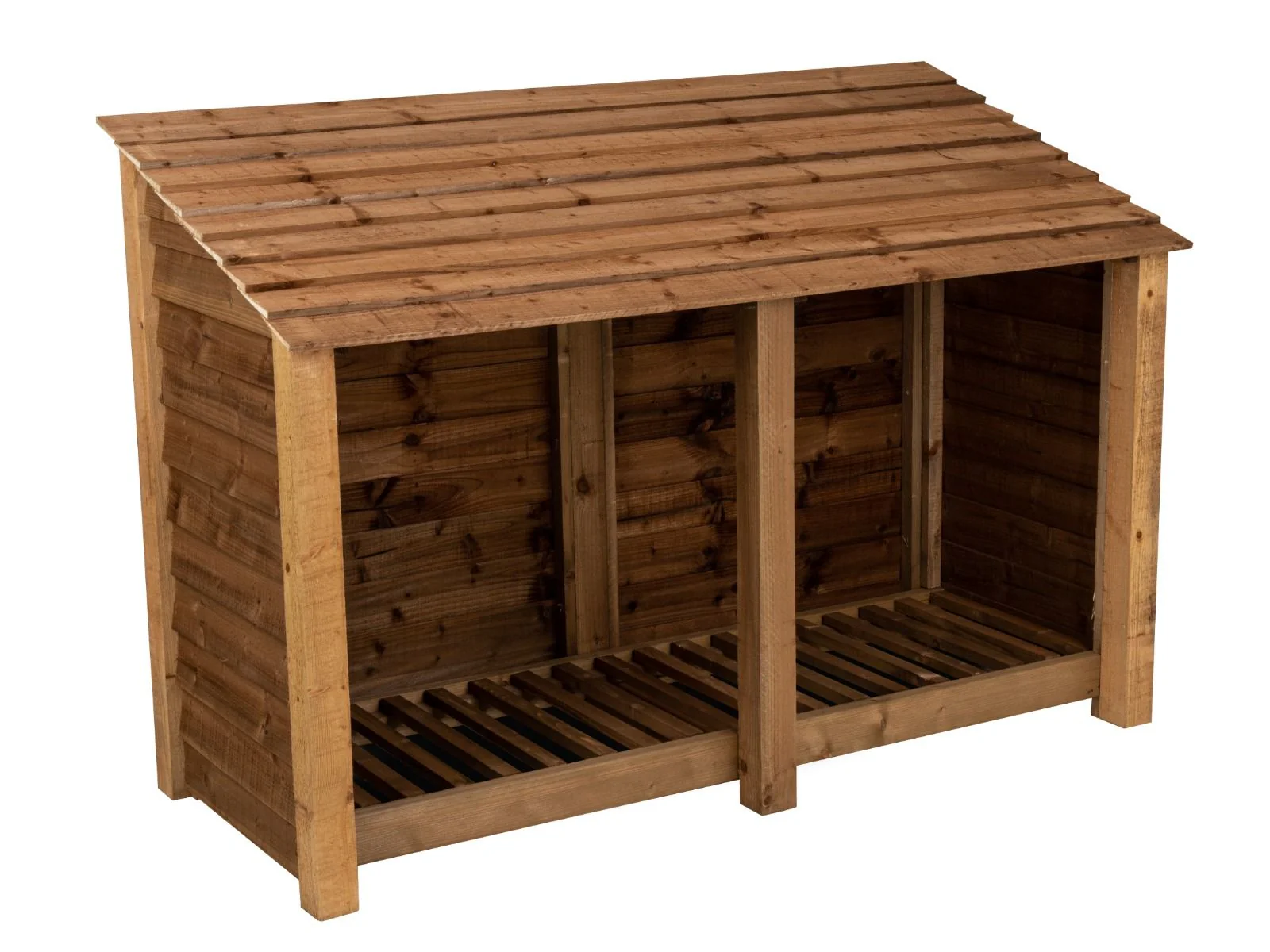Wooden Log Store W-187cm, H-126cm or 180cm, D-88cm - Brown Finish - Image 3