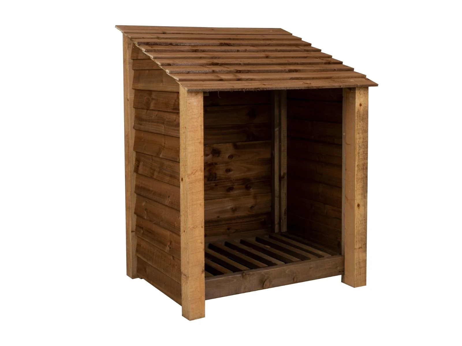 Wooden Log Store W-99cm, H-126cm Or 180cm, D-88cm - Brown Finish - Image 3