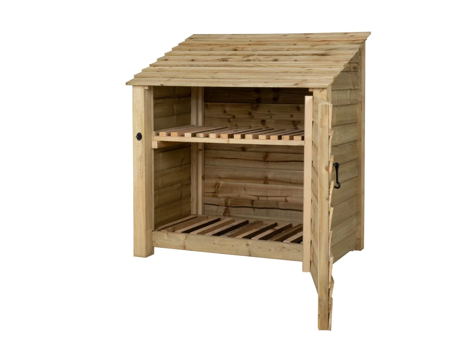 Wooden Log Store with Door and Shelf W-119cm, H-126cm Or 180cm, D-88cm - Image 4