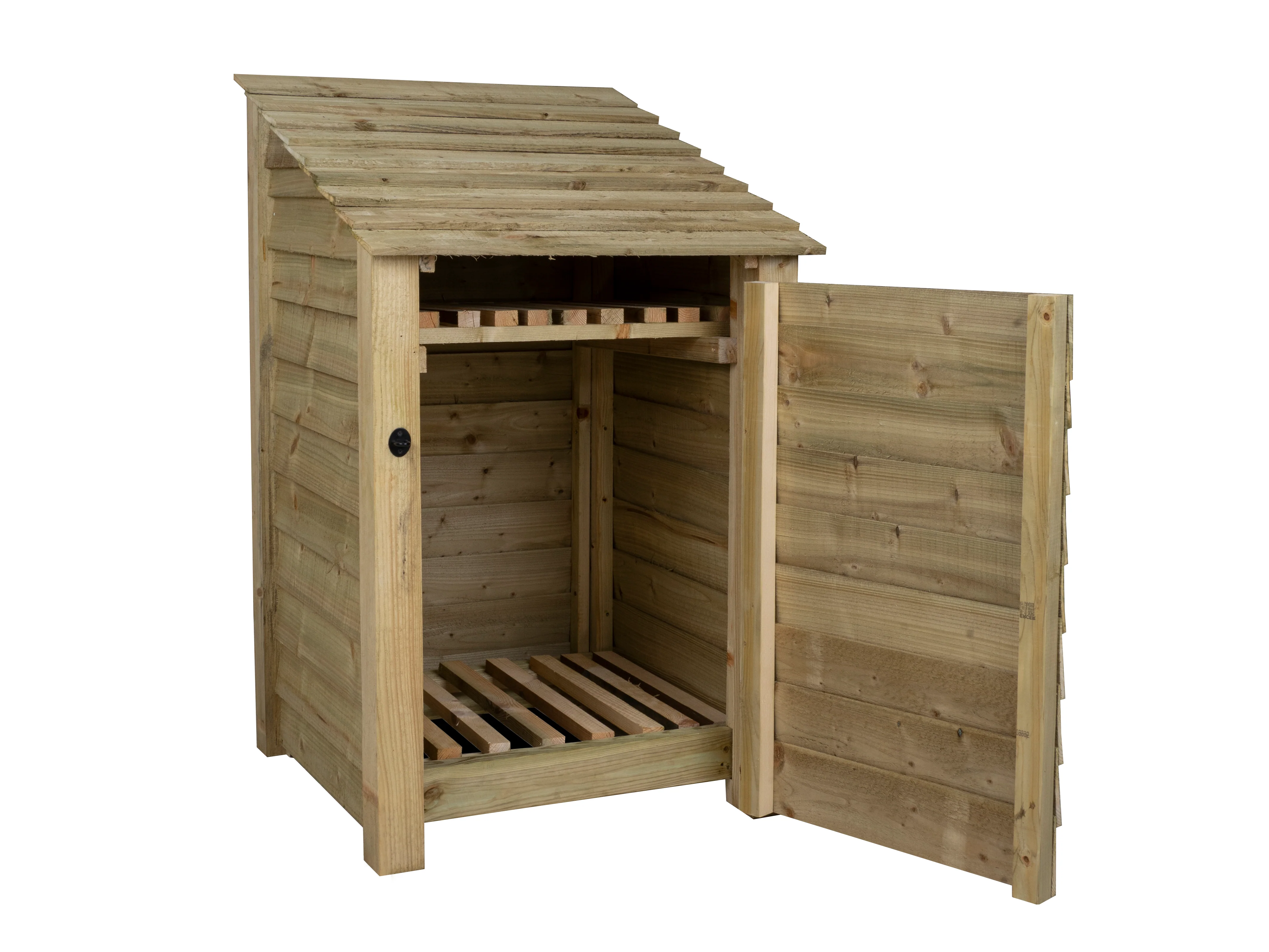 Wooden Log Store with Door and Shelf W-79cm, H-126cm or 180cm, D-88cm - Image 5