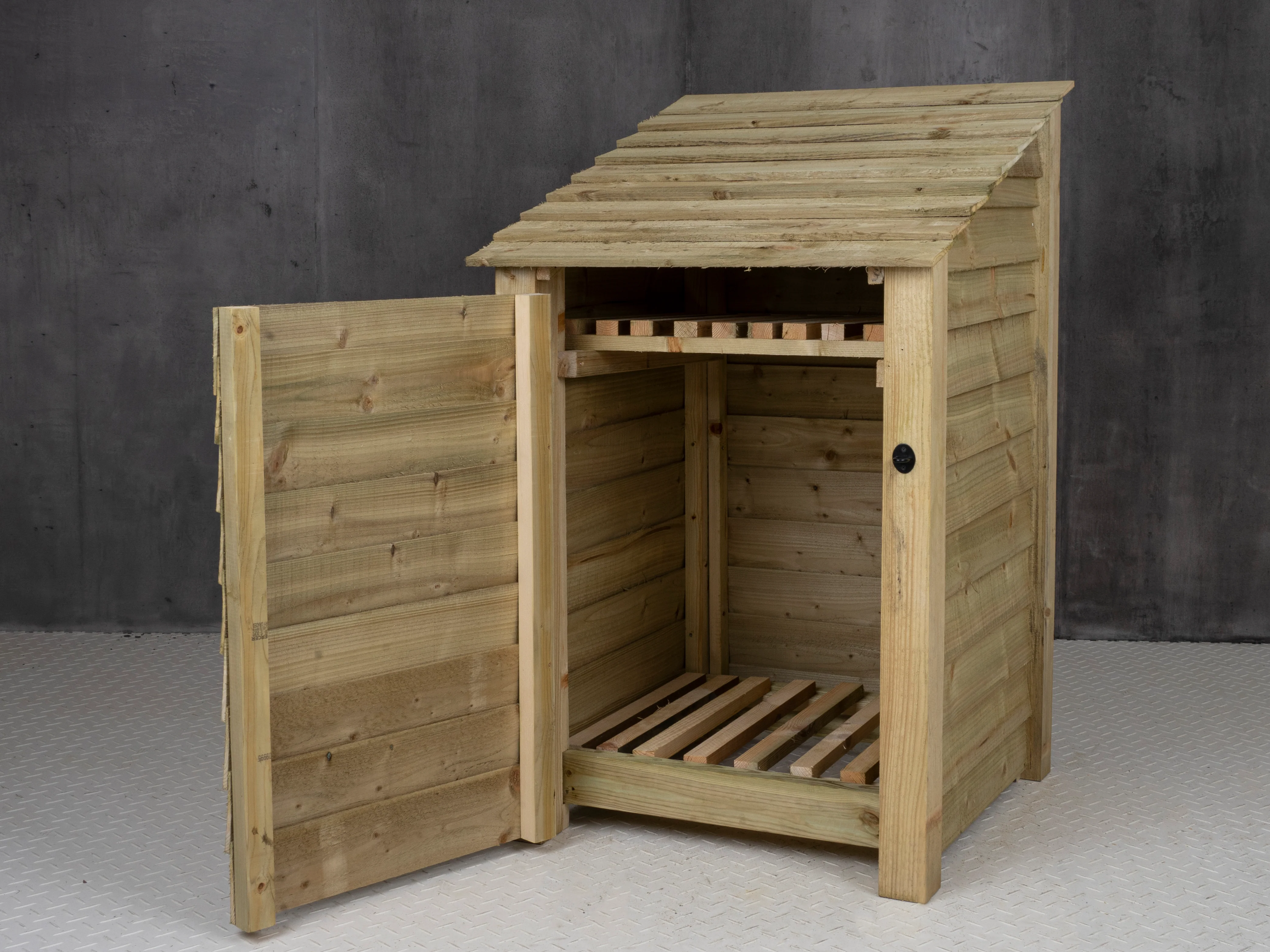 Wooden Log Store with Door and Shelf W-79cm, H-126cm or 180cm, D-88cm - Image 6