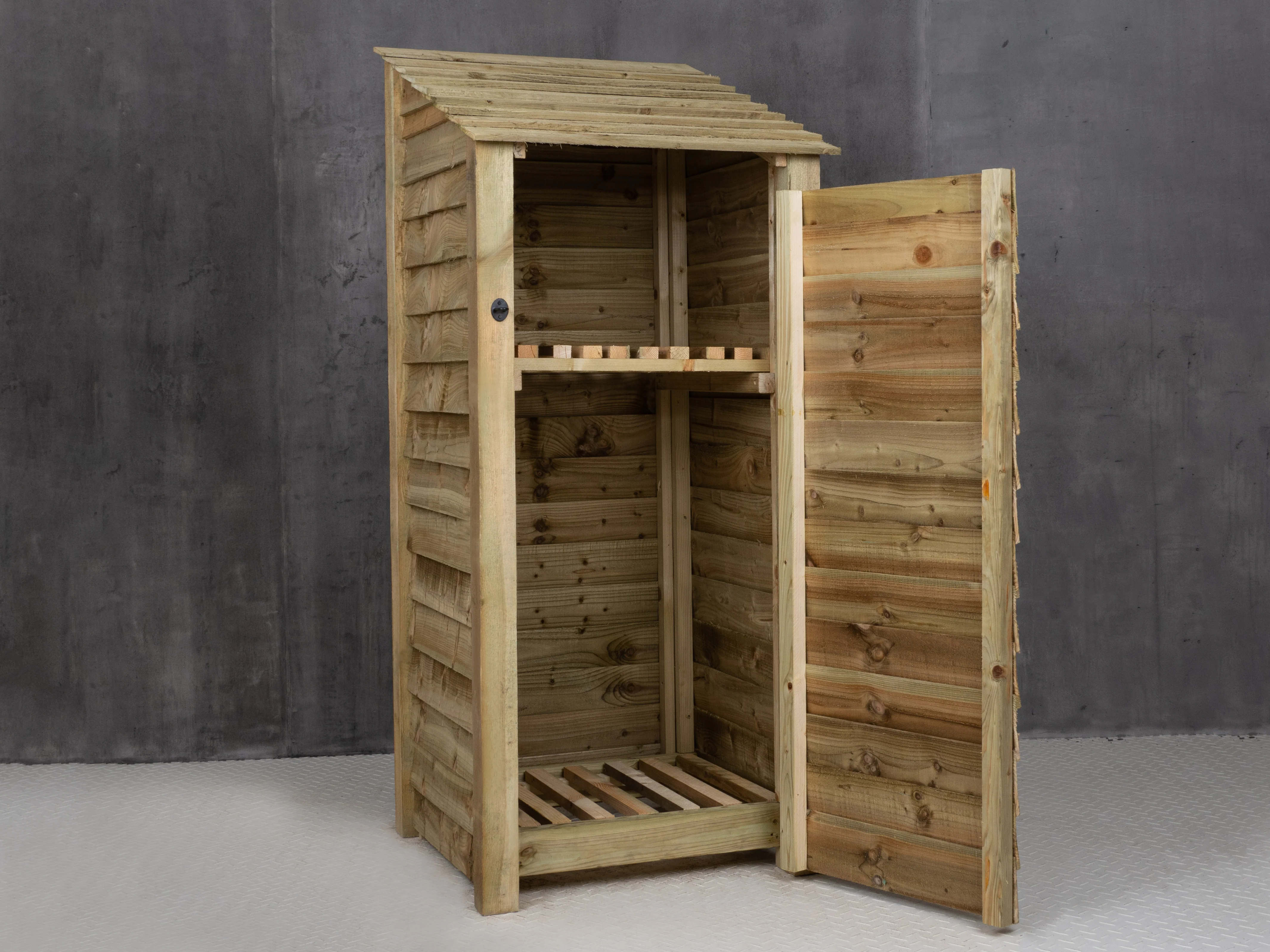 Wooden Log Store with Door and Shelf W-79cm, H-126cm or 180cm, D-88cm - Image 7