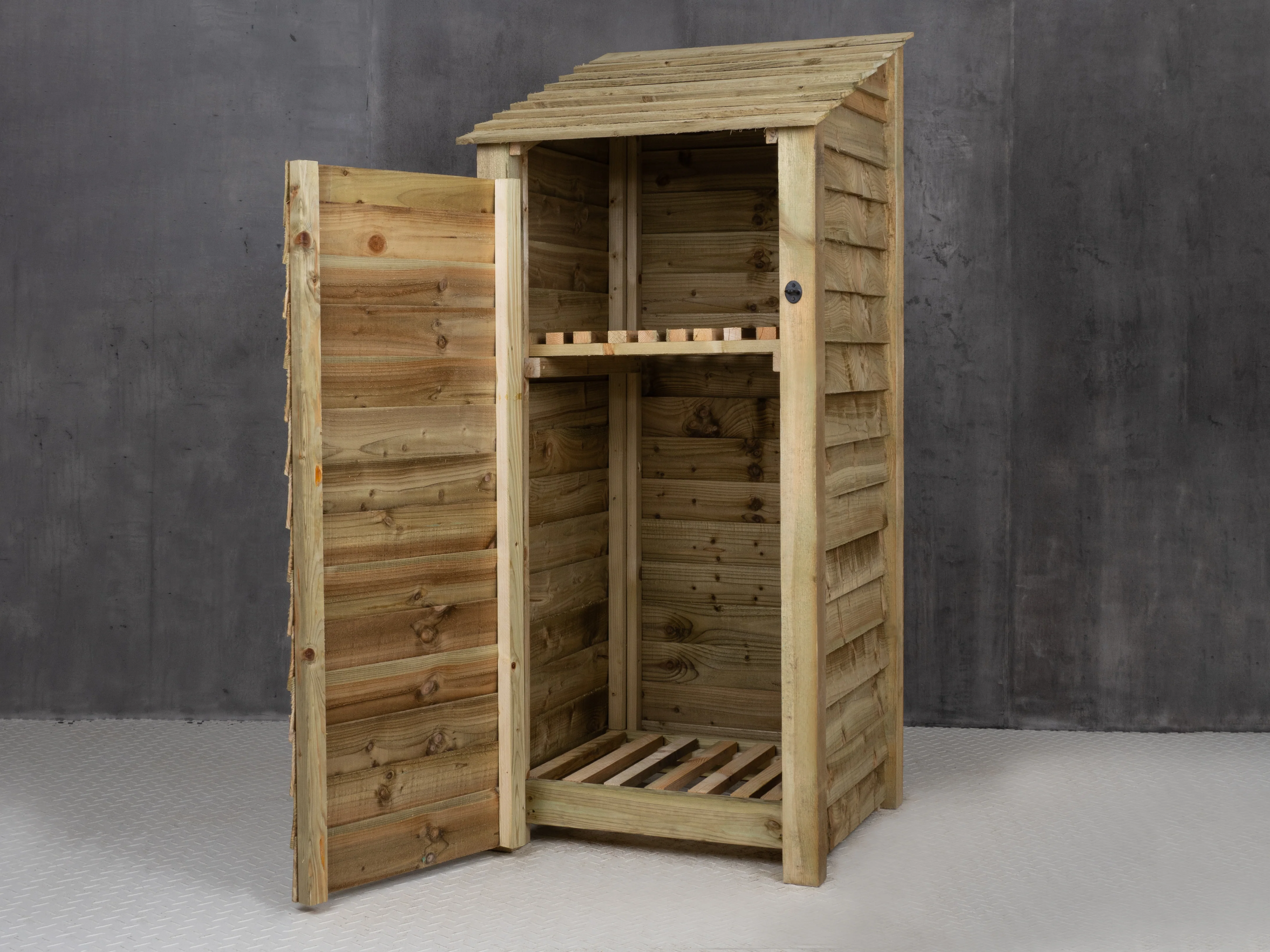 Wooden Log Store with Door and Shelf W-79cm, H-126cm or 180cm, D-88cm - Image 8