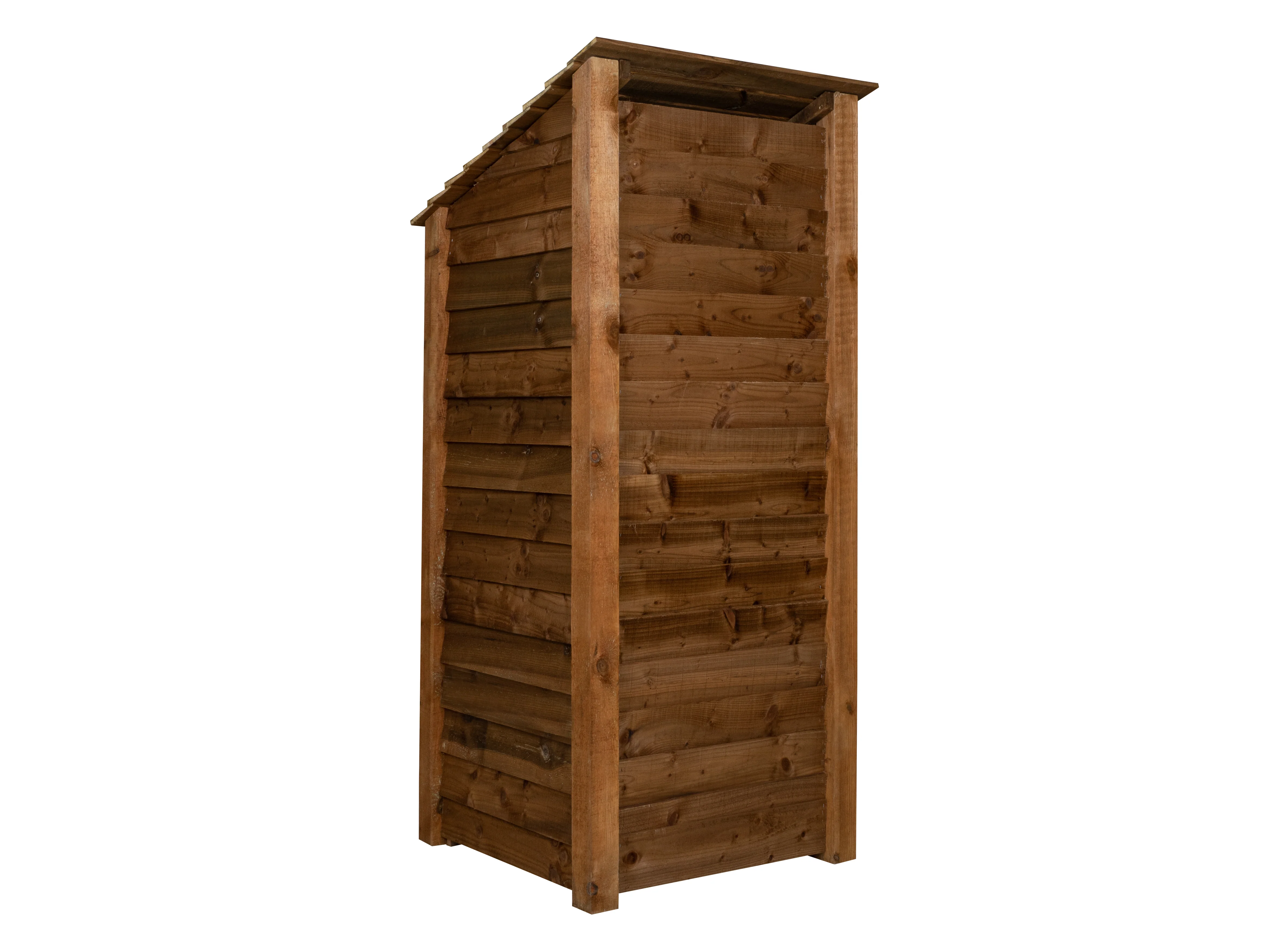 Wooden Log Store with Door and Shelf W-79cm, H-126cm or 180cm, D-88cm - Brown Finish - Image 2