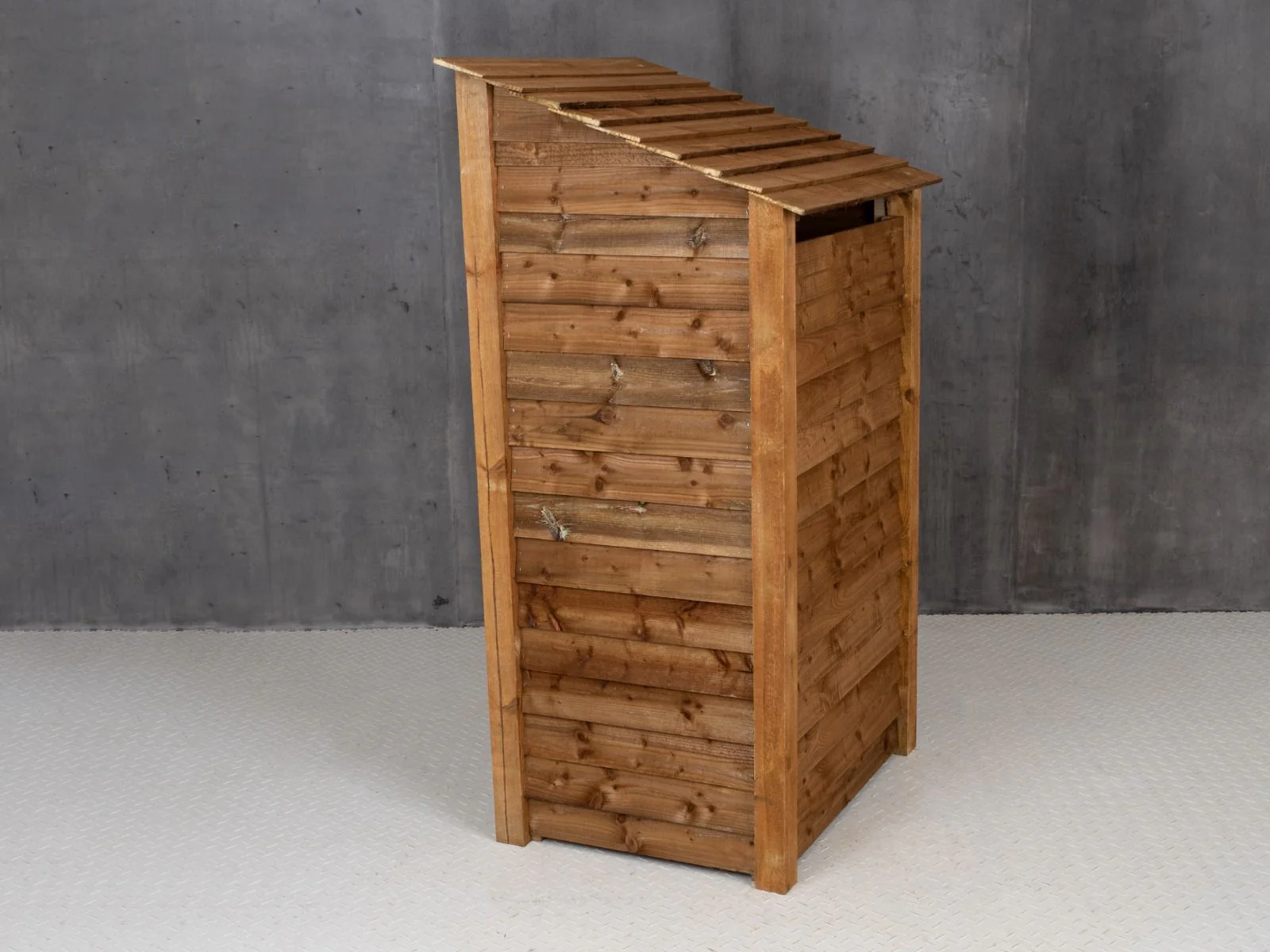 Wooden Log Store with Door (Roof Sloping Back) W-99cm, H-126cm Or 180cm, D-88cm - Brown Finish - Image 3