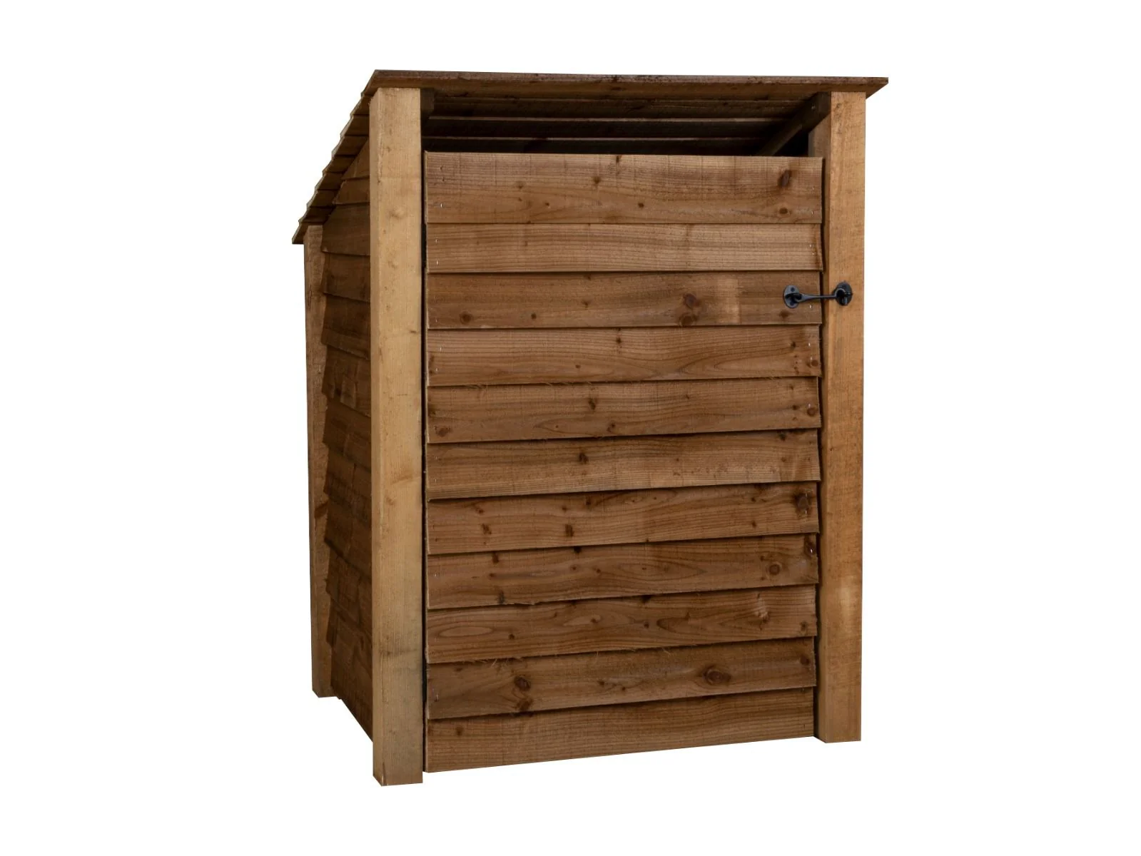 Wooden Log Store with Door (Roof Sloping Back) W-99cm, H-126cm Or 180cm, D-88cm - Brown Finish - Image 4