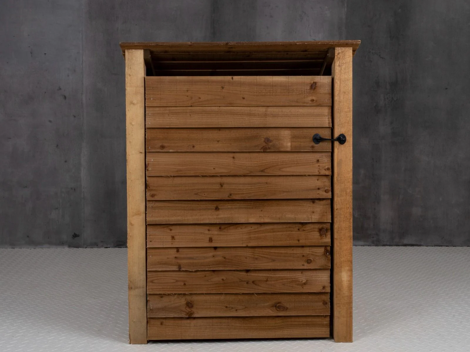 Wooden Log Store with Door (Roof Sloping Back) W-99cm, H-126cm Or 180cm, D-88cm - Brown Finish - Image 6