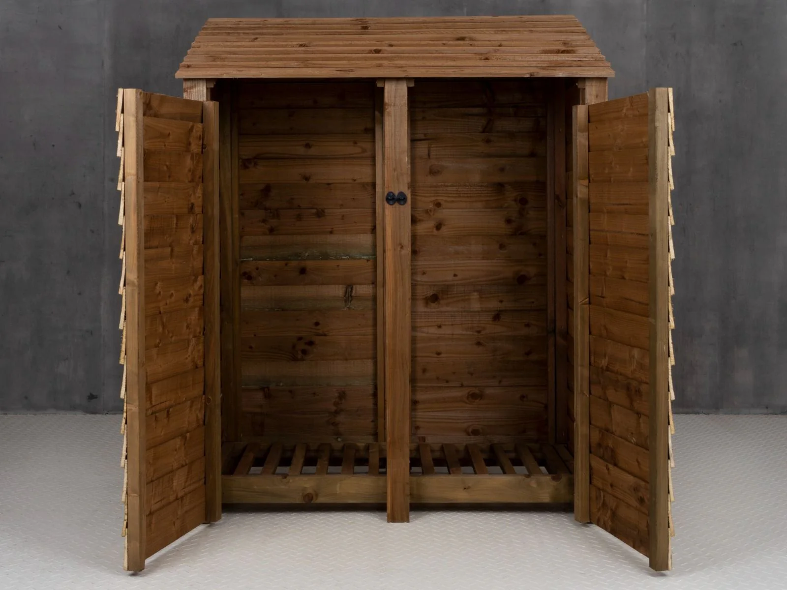Wooden Log Store with Door W-146cm, H-126cm or 180cm, D-88cm - Brown Finish - Image 8