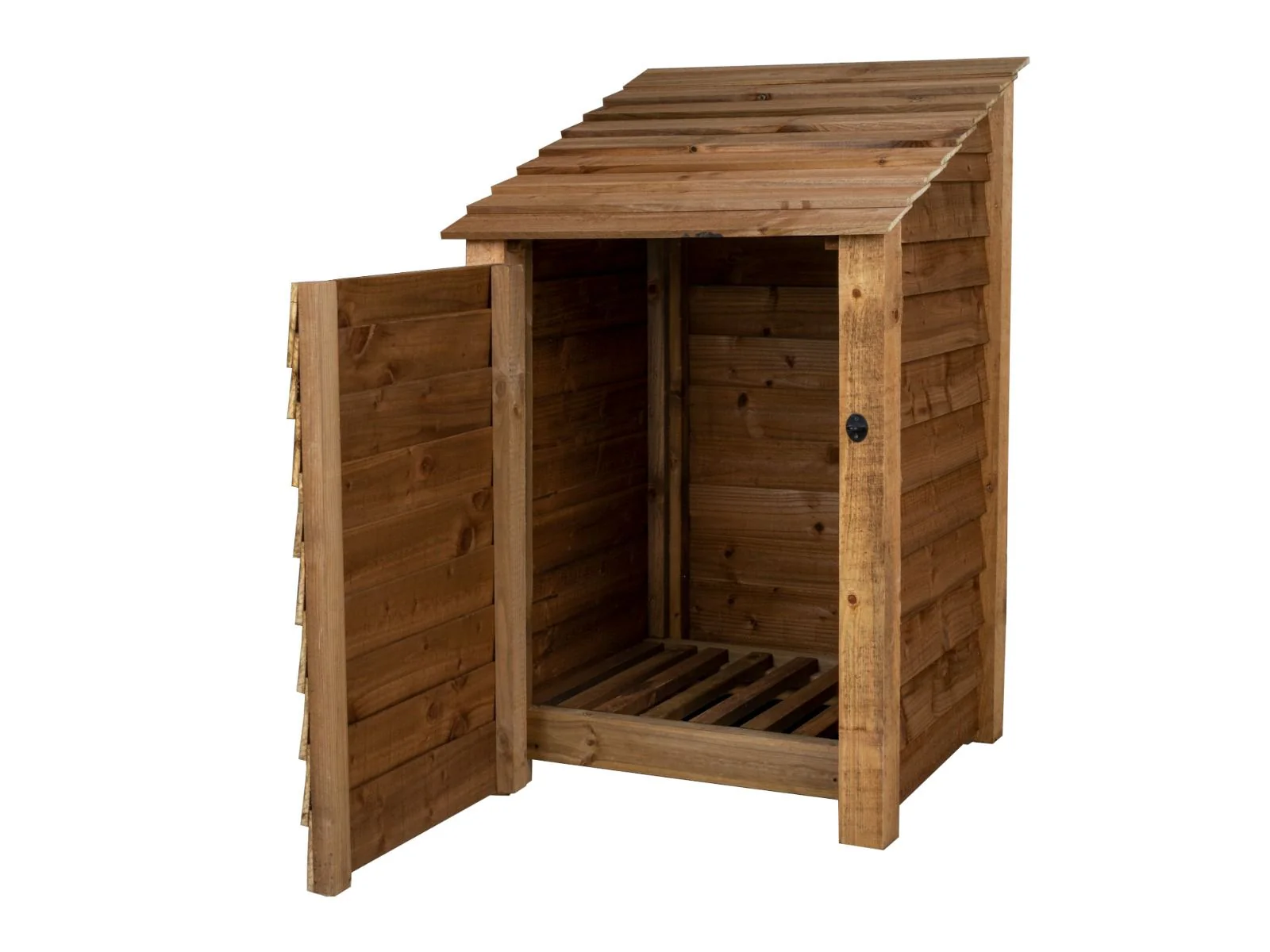 Wooden Log Store with Door W-79cm, H-126cm or 180cm, D-88cm - Brown Finish - Image 3