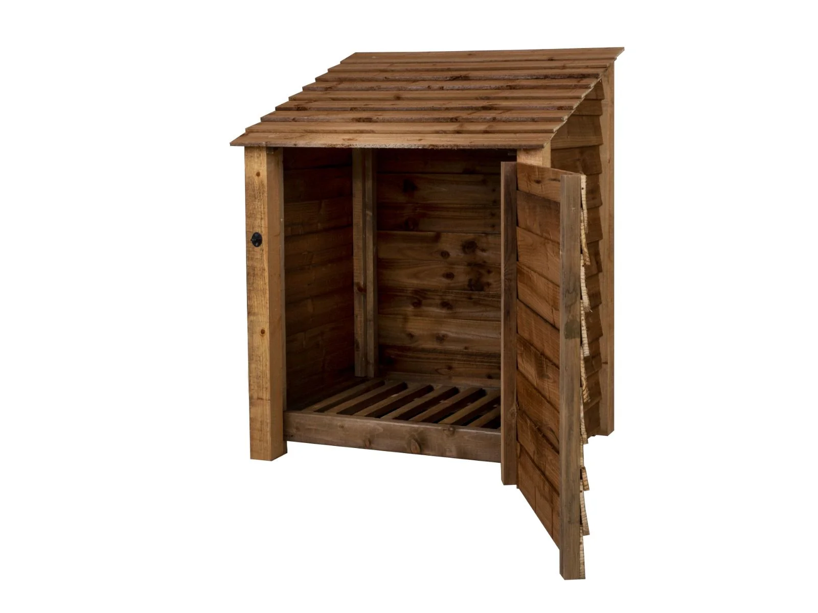 Wooden Log Store with Door W-99cm, H-126cm Or 180cm, D-88cm - Brown Finish - Image 3