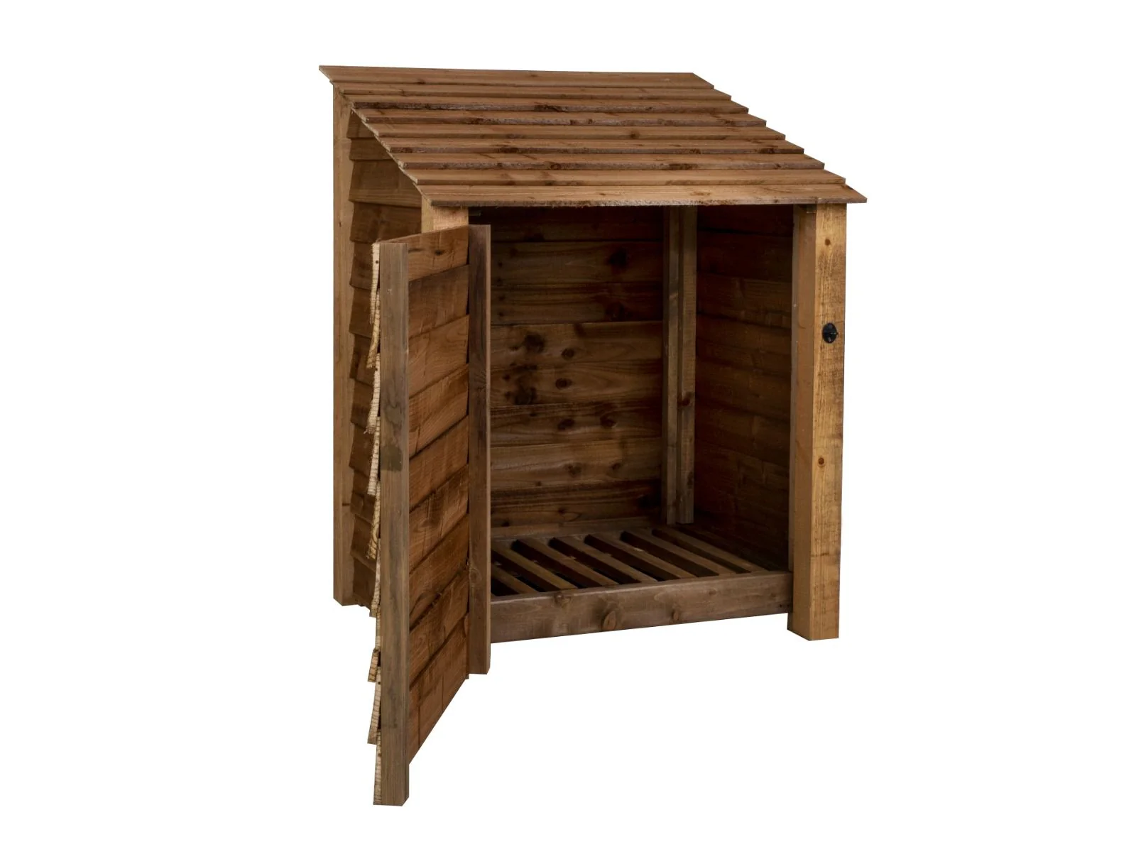 Wooden Log Store with Door W-99cm, H-126cm Or 180cm, D-88cm - Brown Finish - Image 5