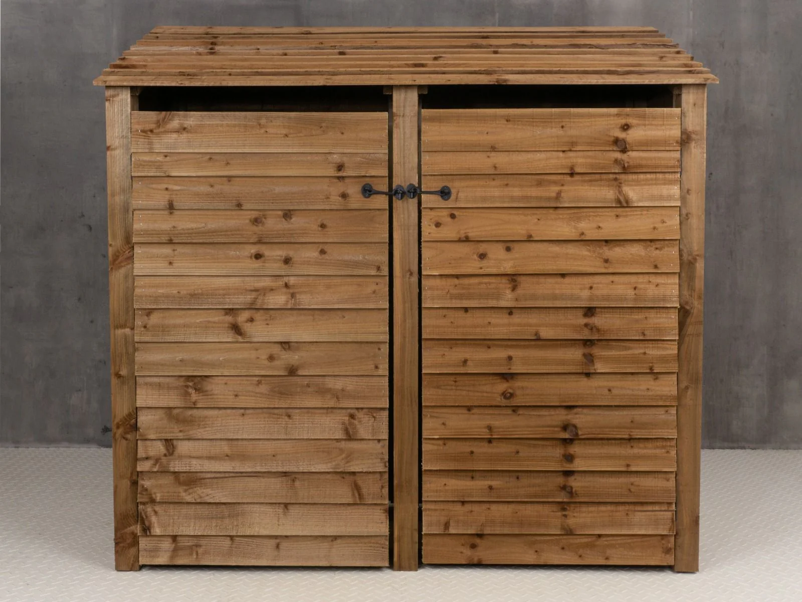 Wooden Log Store with Doors and Shelf W-187cm, H-126cm or 180cm, D-88cm - Brown Finish - Image 3