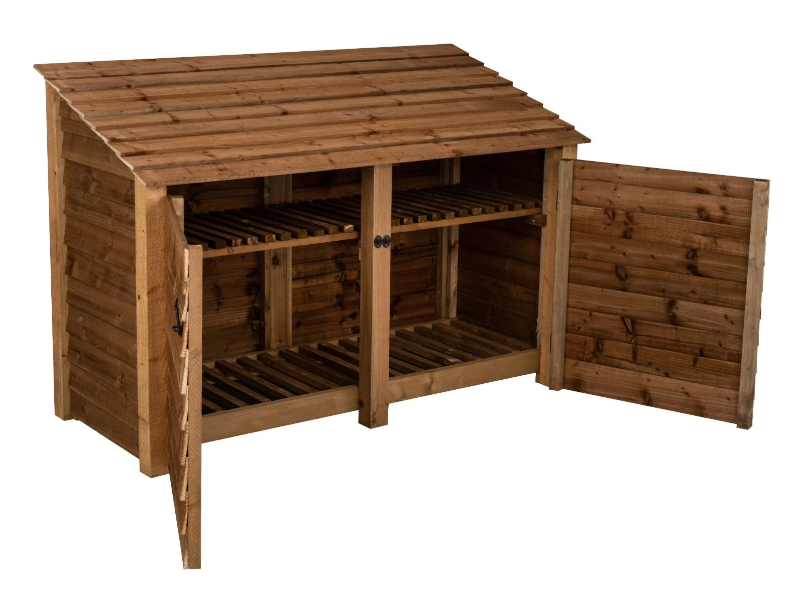 Wooden Log Store with Doors and Shelf W-187cm, H-126cm or 180cm, D-88cm - Brown Finish - Image 4