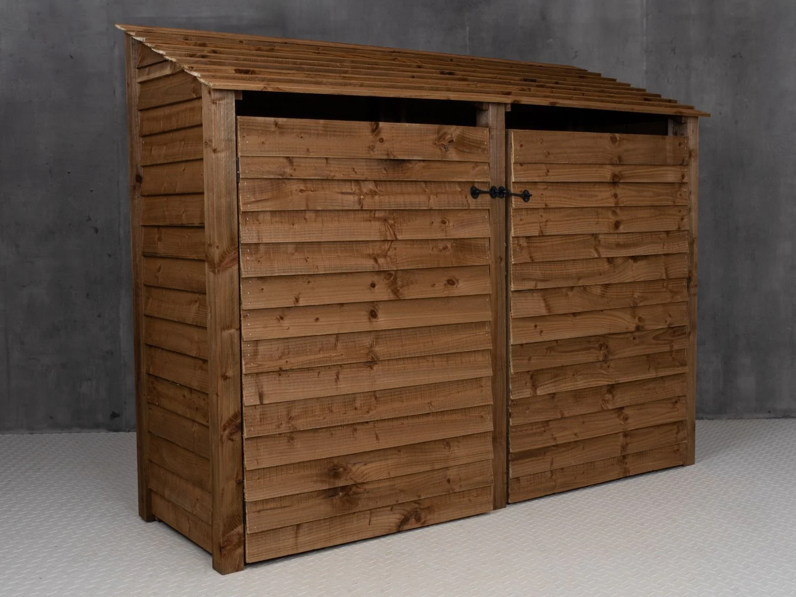 Wooden Log Store with Doors and Shelf W-227cm, H-126cm or 180cm, D-88cm - Brown Finish - Image 4