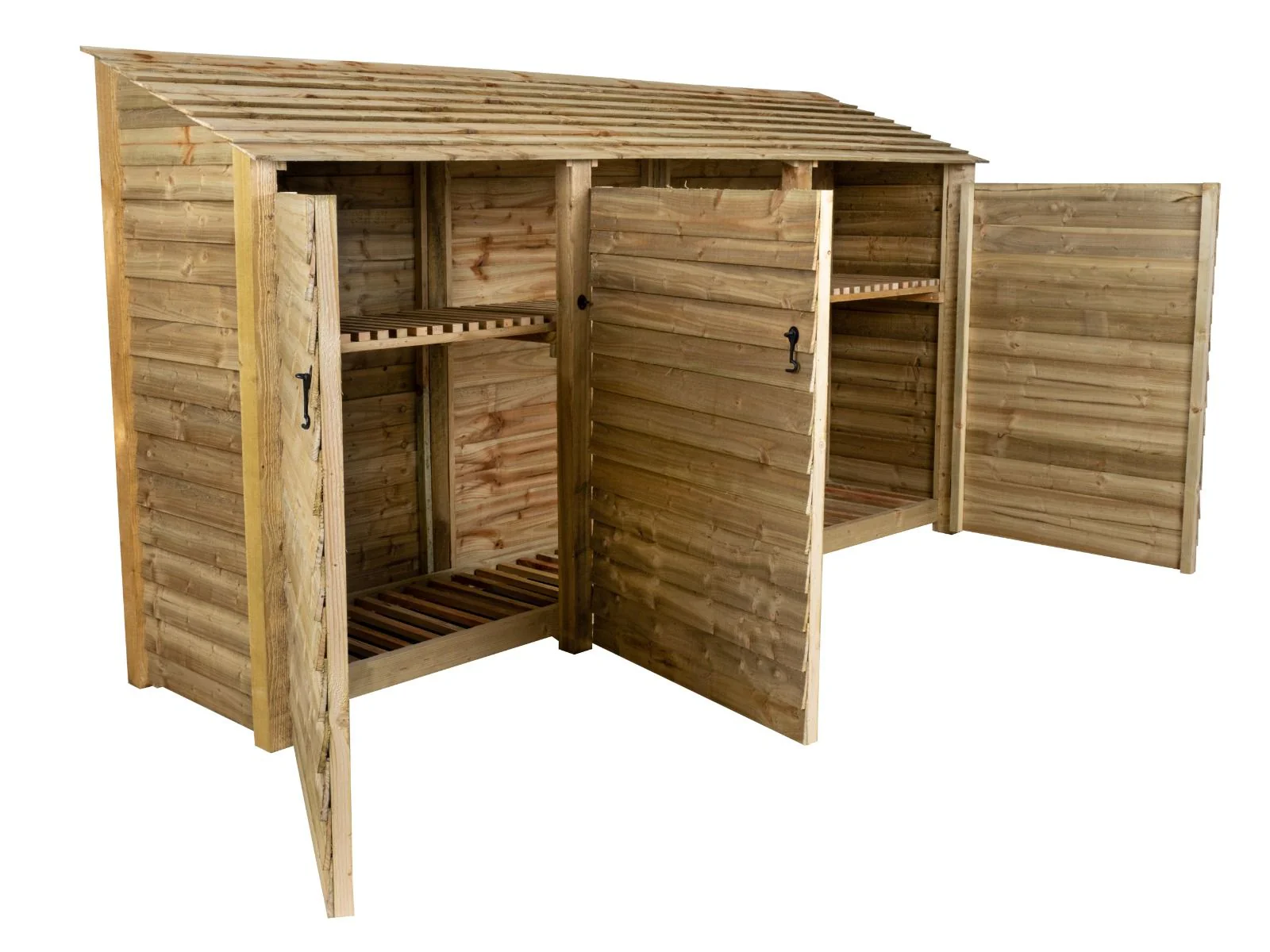 Wooden Log Store with Doors and Shelf W-335cm, H-126cm or 180cm, D-88cm - Image 3