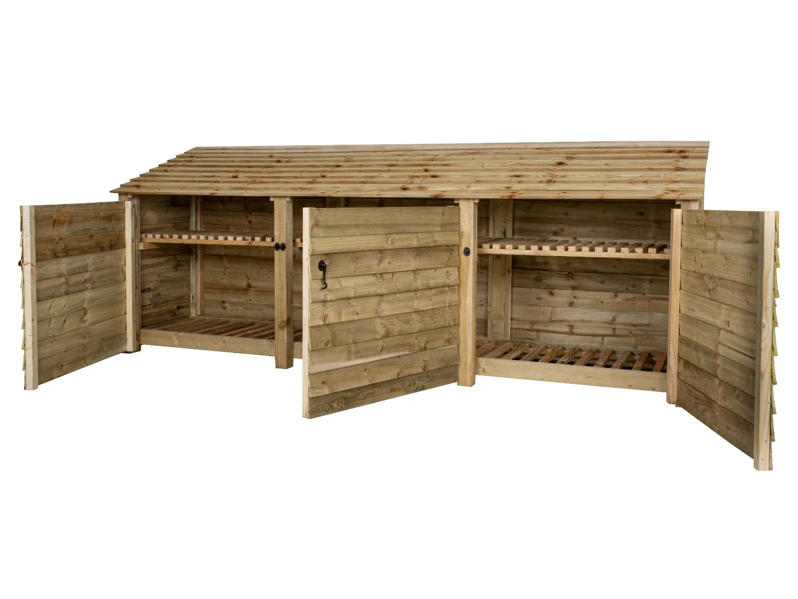 Wooden Log Store with Doors and Shelf W-335cm, H-126cm or 180cm, D-88cm - Image 5