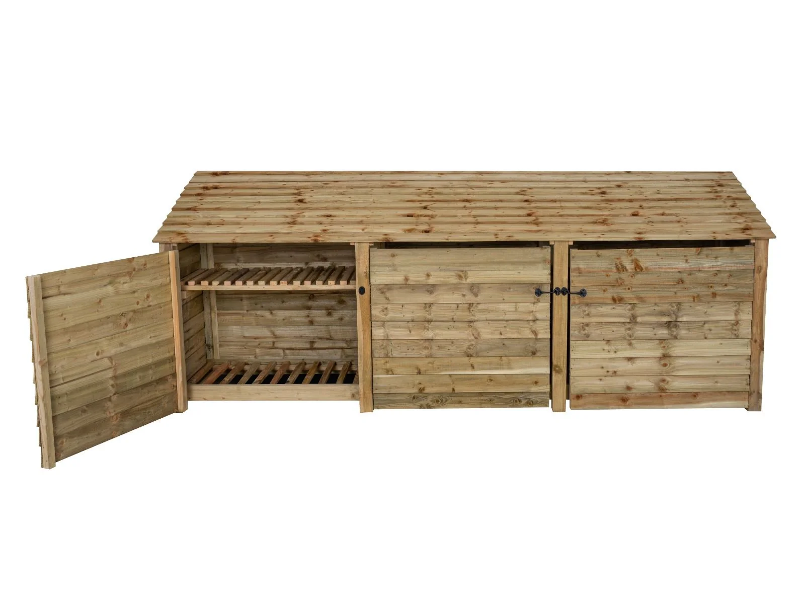 Wooden Log Store with Doors and Shelf W-335cm, H-126cm or 180cm, D-88cm - Image 8