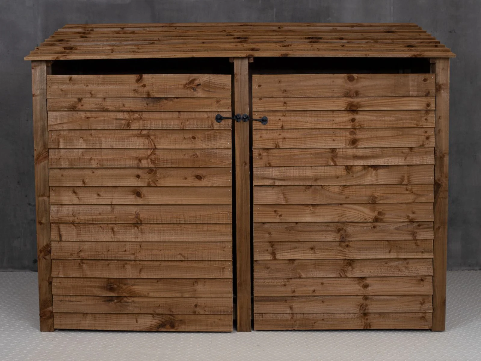 Wooden Log Store with Doors W-227cm, H-126cm or 180cm, D-88cm - Brown Finish - Image 3