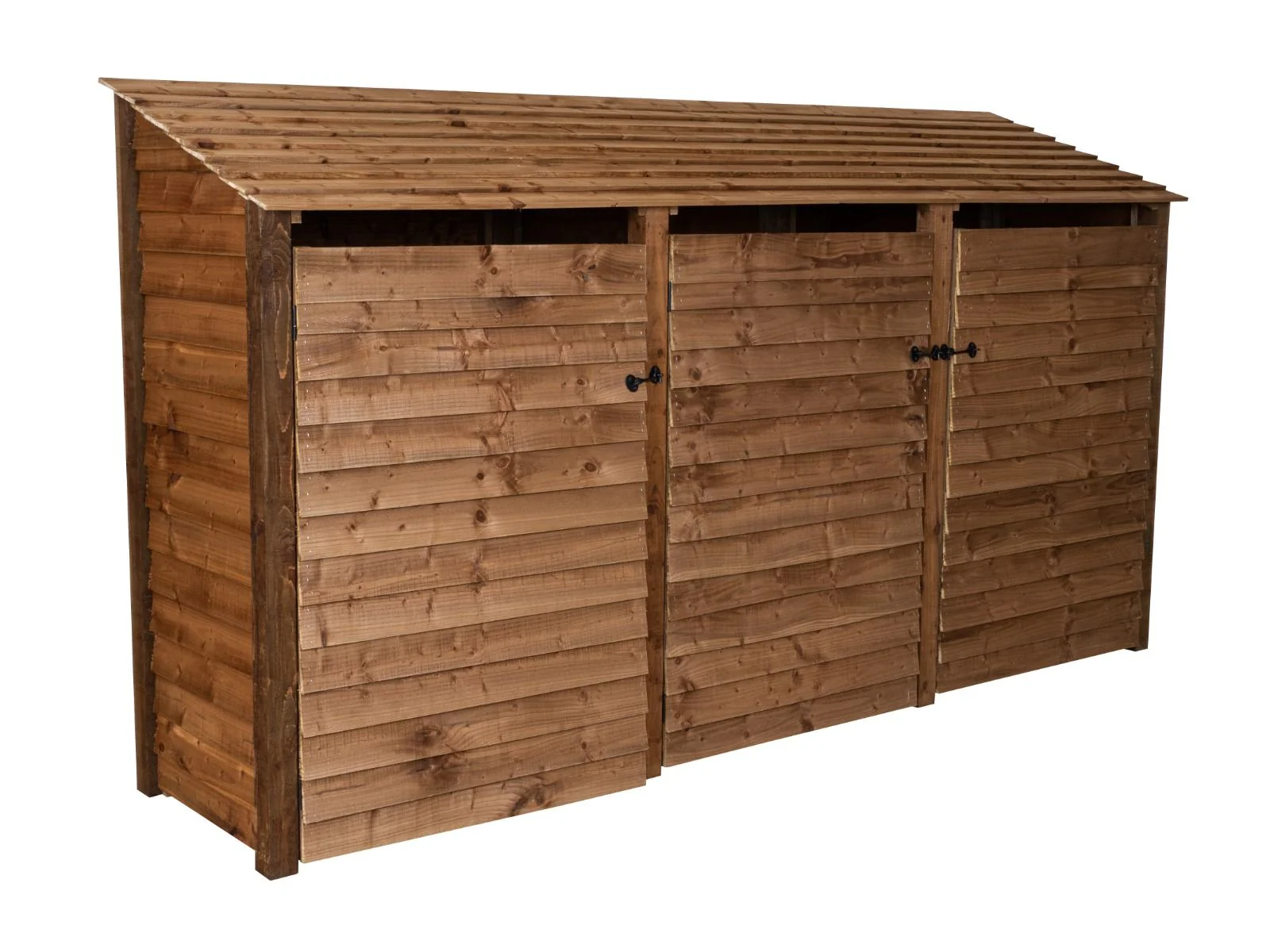 Wooden Log Store with Doors W-335cm, H-126cm or 180cm, D-88cm - Brown Finish - Image 4