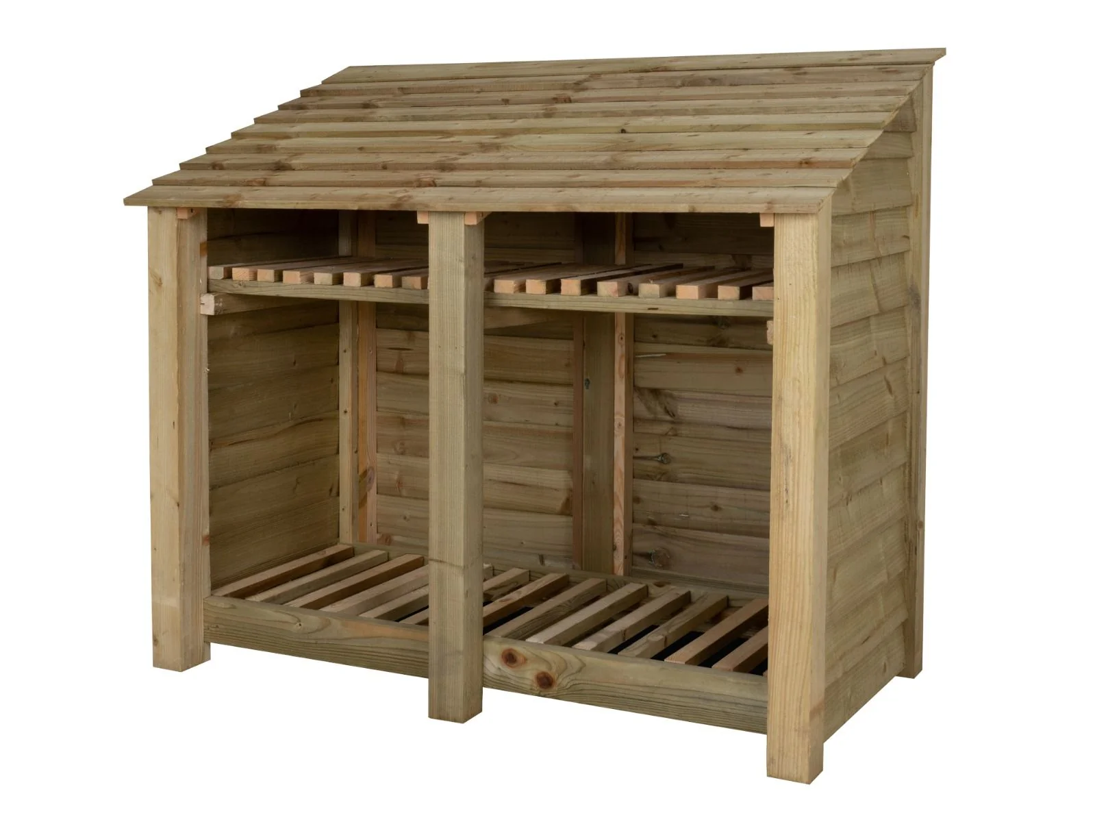 Wooden Log Store with Shelf W-146cm, H-126cm or 180cm, D-88cm - Image 7