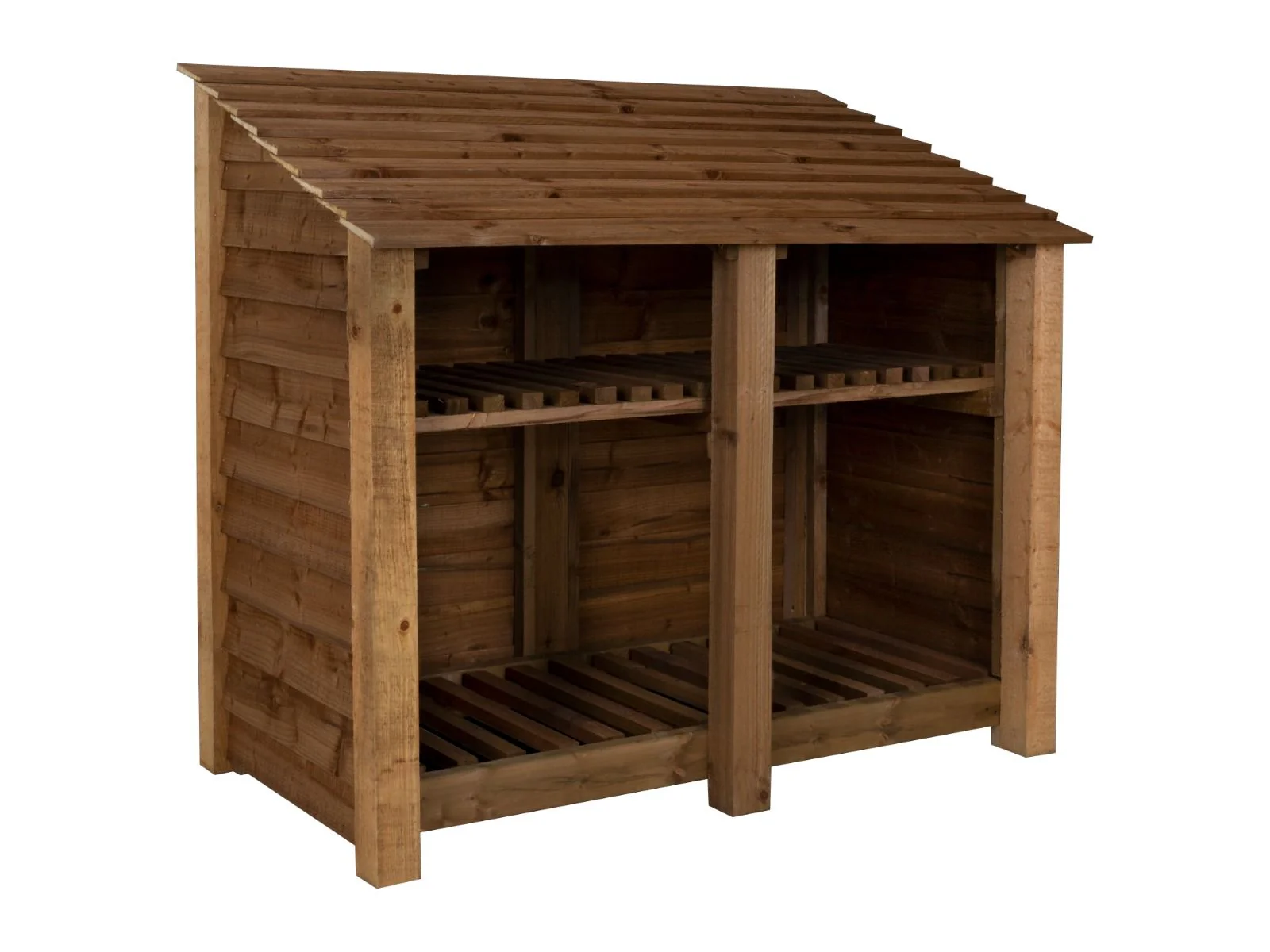 Wooden Log Store with Shelf W-146cm, H-126cm or 180cm, D-88cm - Brown Finish - Image 8