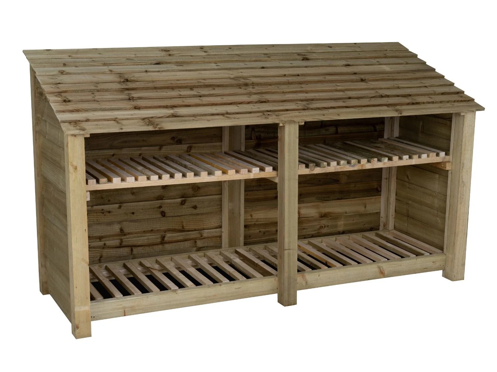 Wooden Log Store with Shelf W-227cm, H-126cm or 180cm, D-88cm - Image 4
