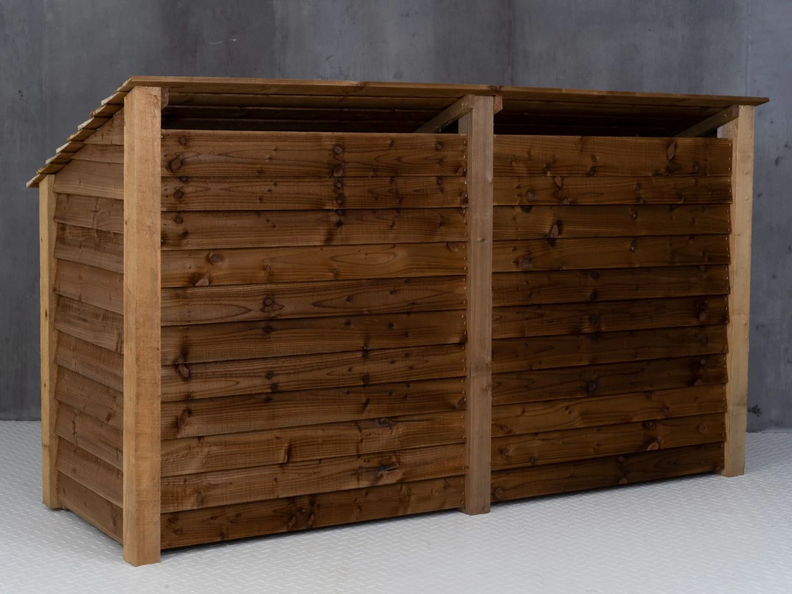 Wooden Log Store with Shelf W-227cm, H-126cm or 180cm, D-88cm - Brown Finish - Image 5