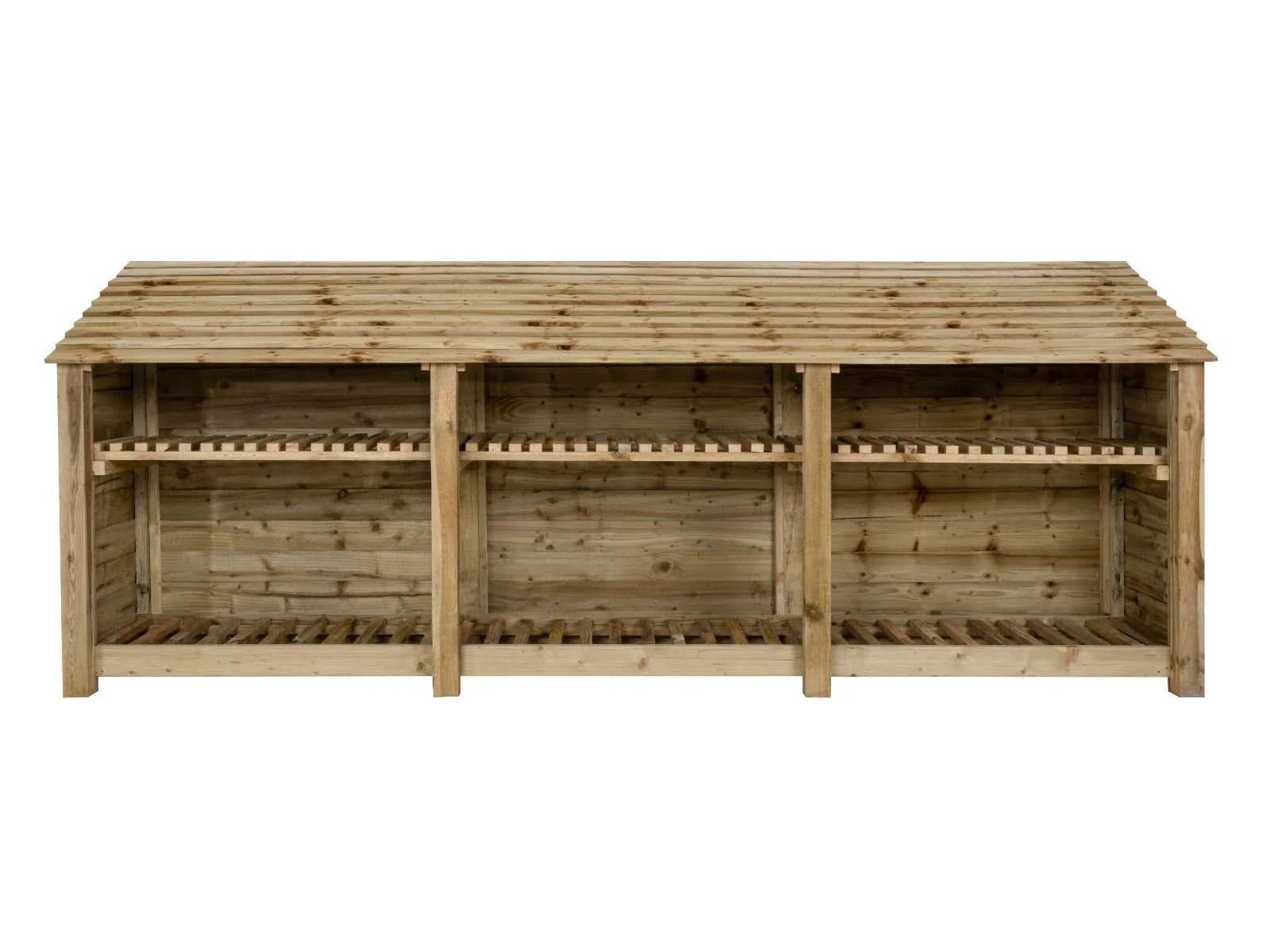 Wooden Log Store with Shelf W-335cm, H-126cm or 180cm, D-88cm - Image 4