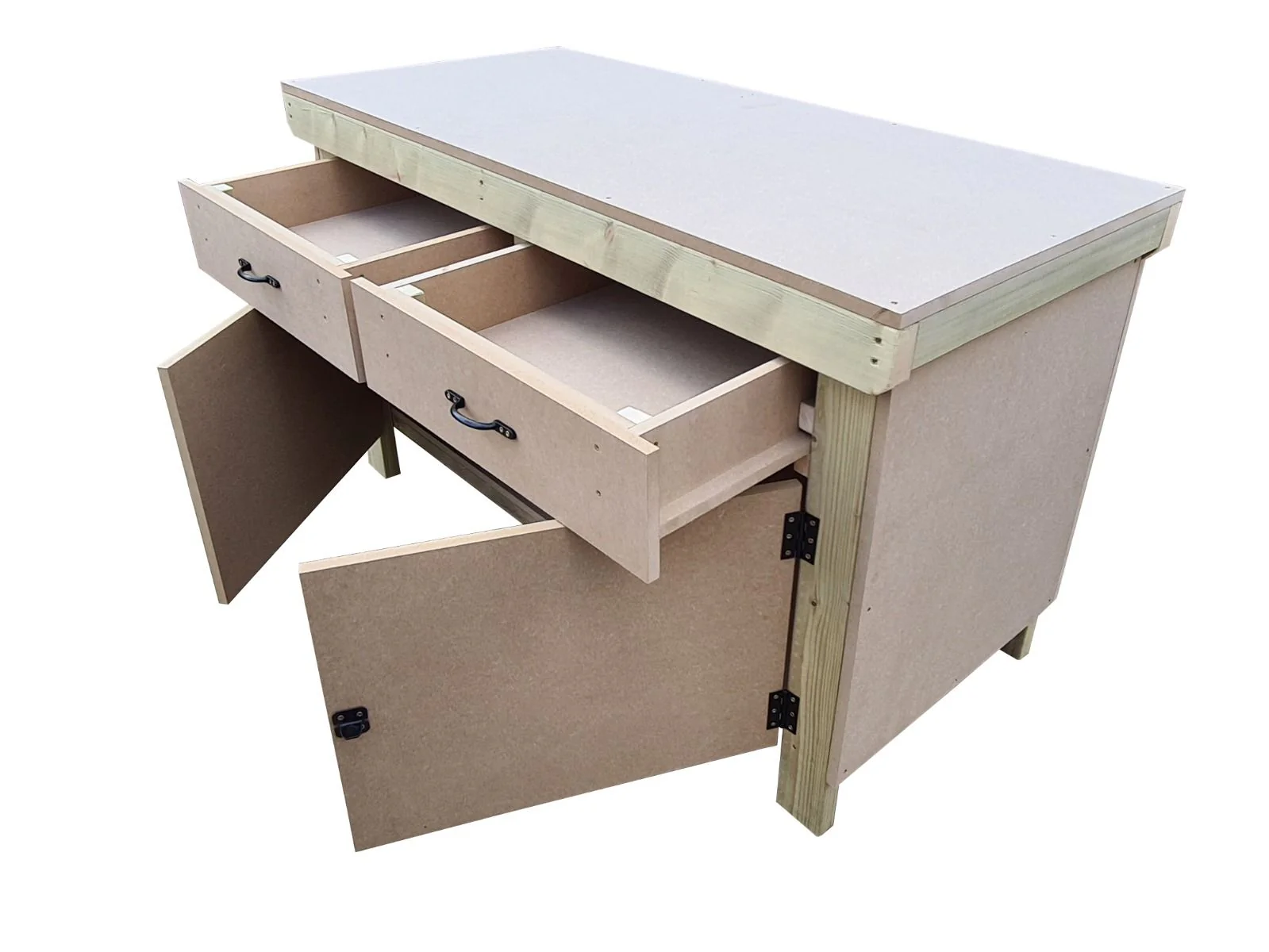 Wooden MDF top storage workbench with lockable cupboard and drawers (V.4) - Image 5