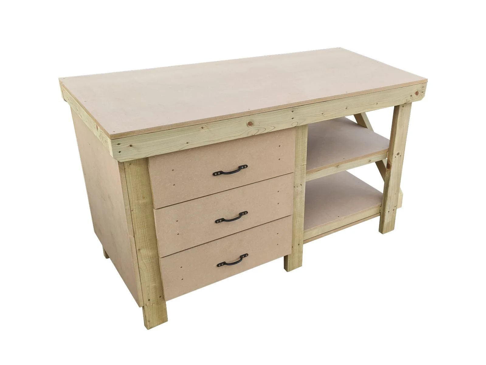 Wooden MDF top tool cabinet workbench with storage shelf (V.7) with double shelf - Image 4