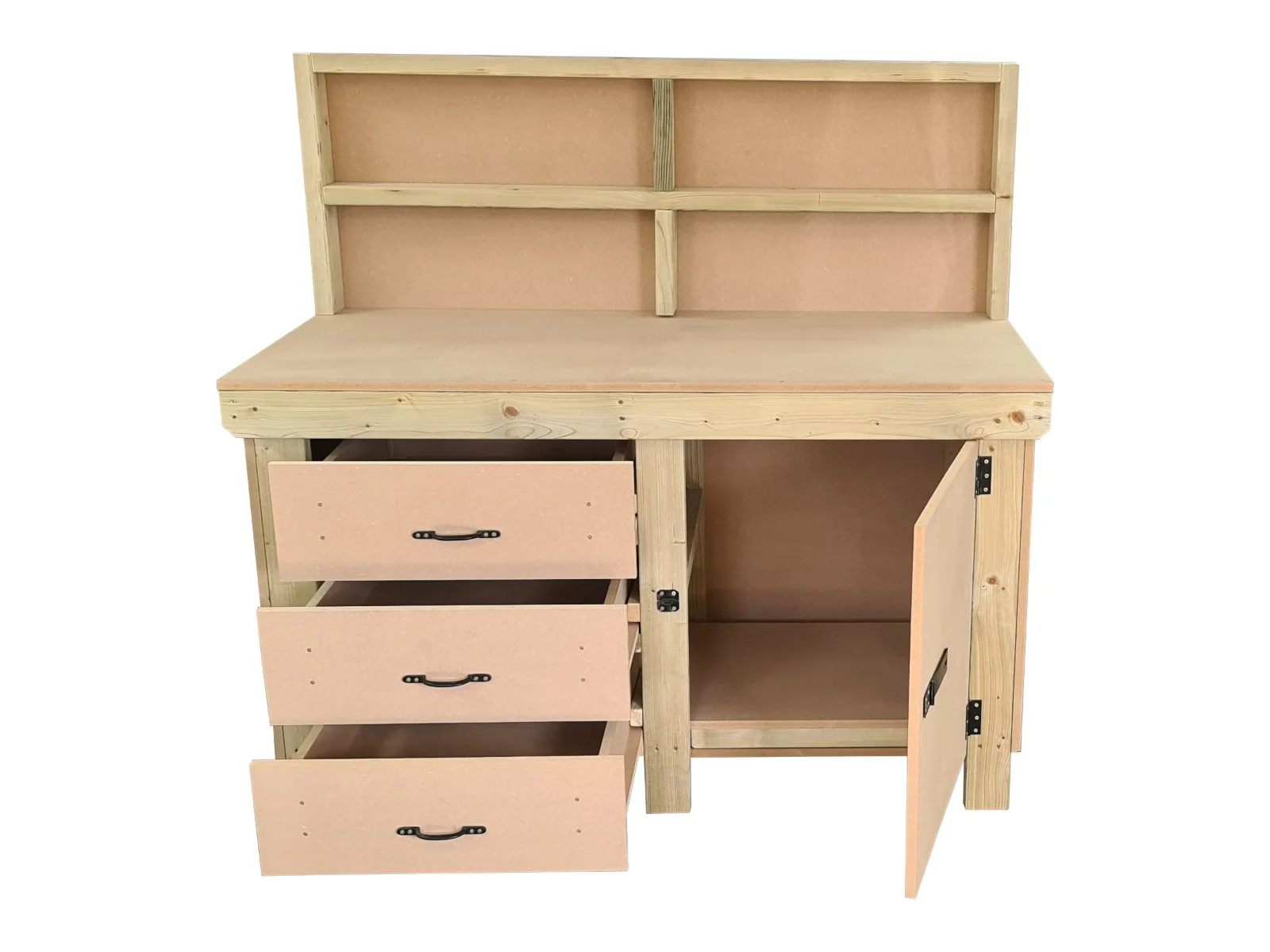 Wooden MDF top workbench, tool cabinet with lockable cupboard (V.3) with back - Image 6