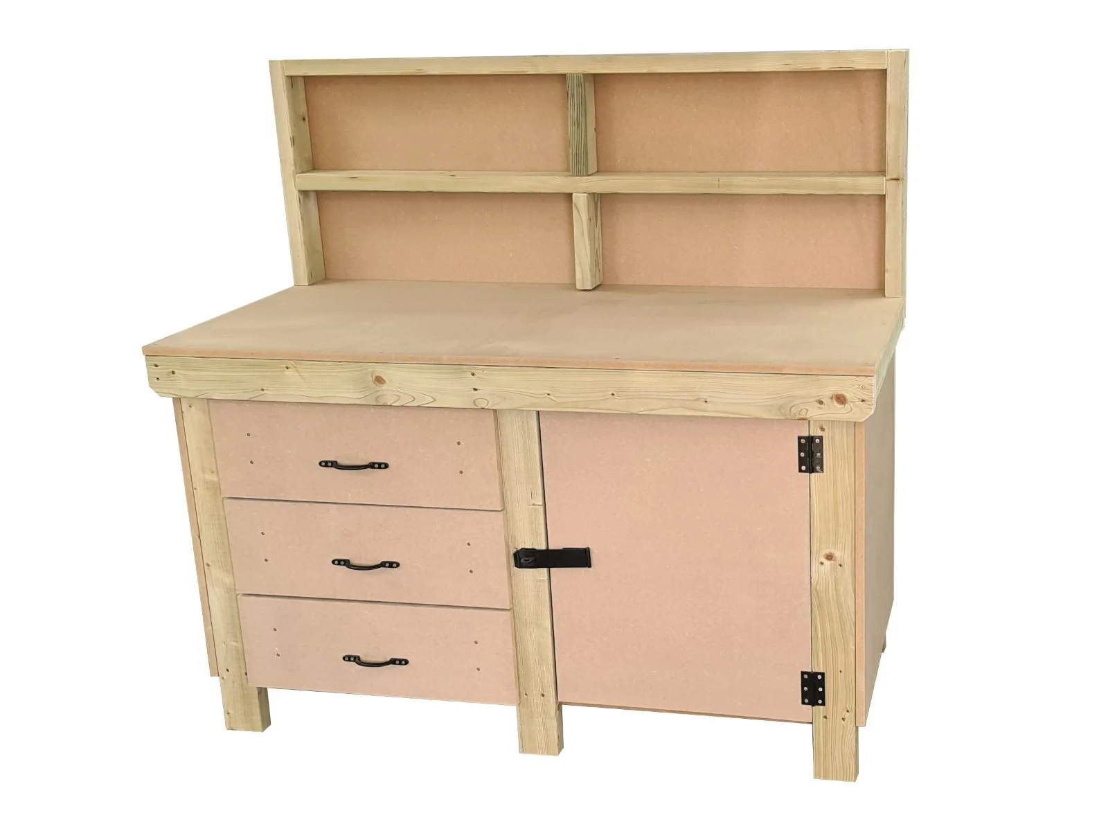 Wooden MDF top workbench, tool cabinet with lockable cupboard (V.3) with back - Image 8
