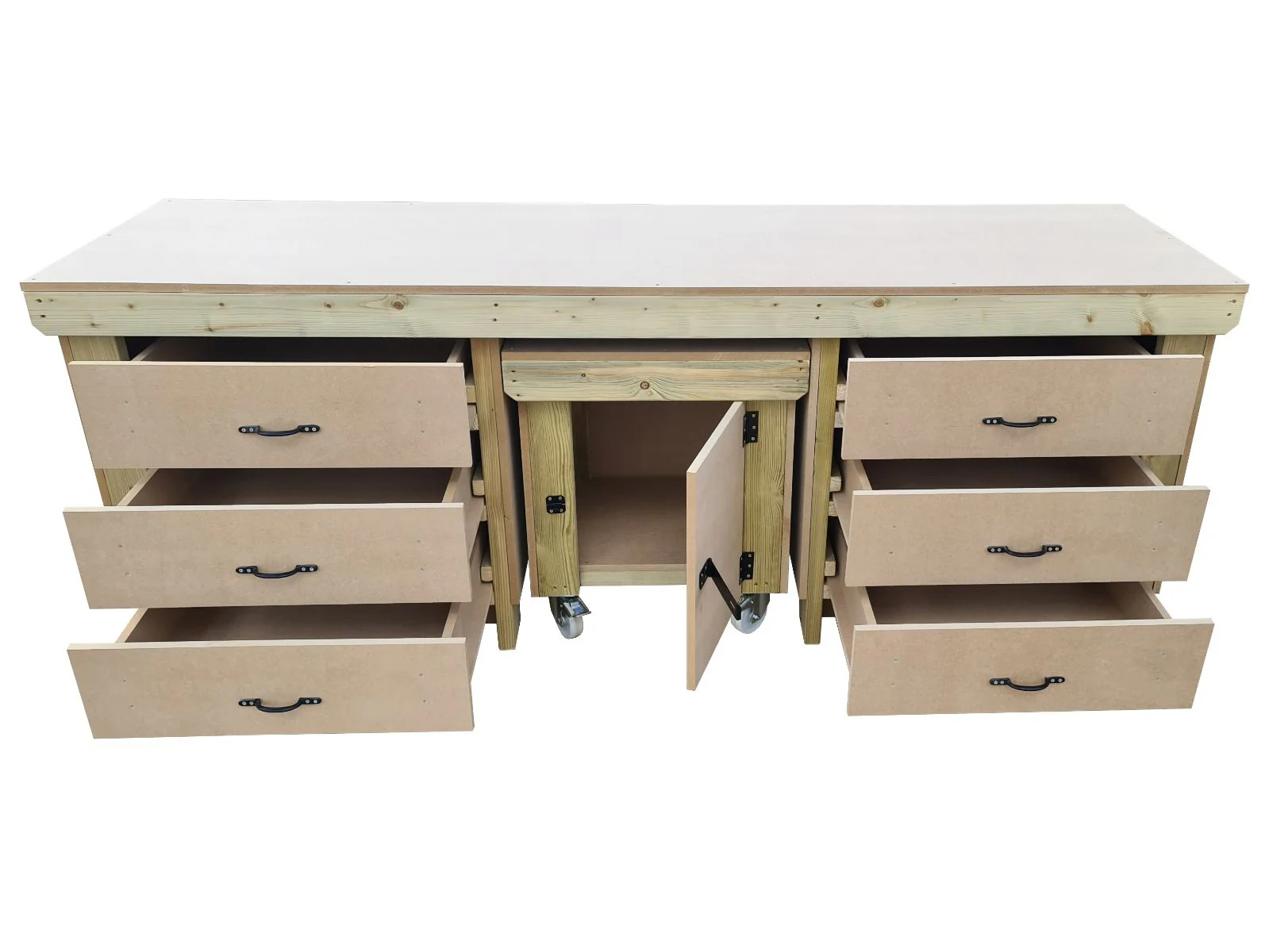 Wooden MDF Top Workbench With Drawers and Functional Lockable Cupboard (V.5) - Image 5