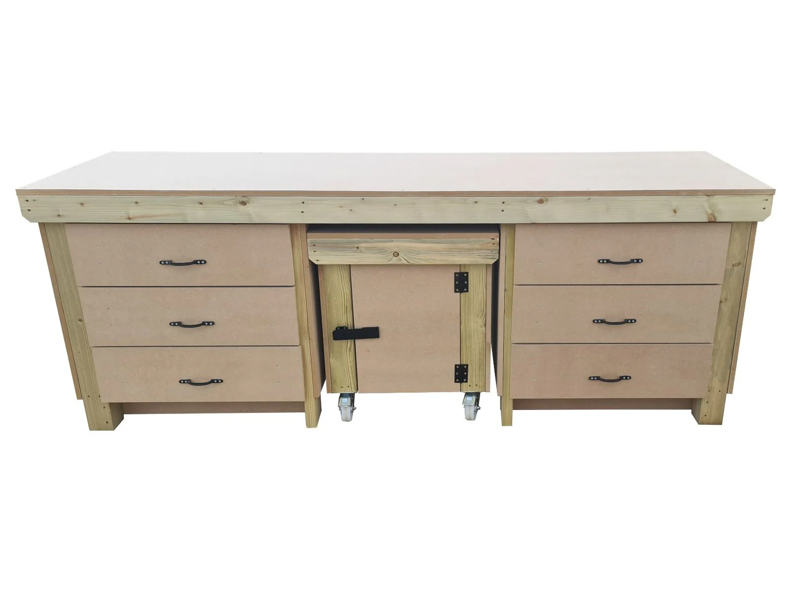 Wooden MDF Top Workbench With Drawers and Functional Lockable Cupboard (V.5) - Image 7