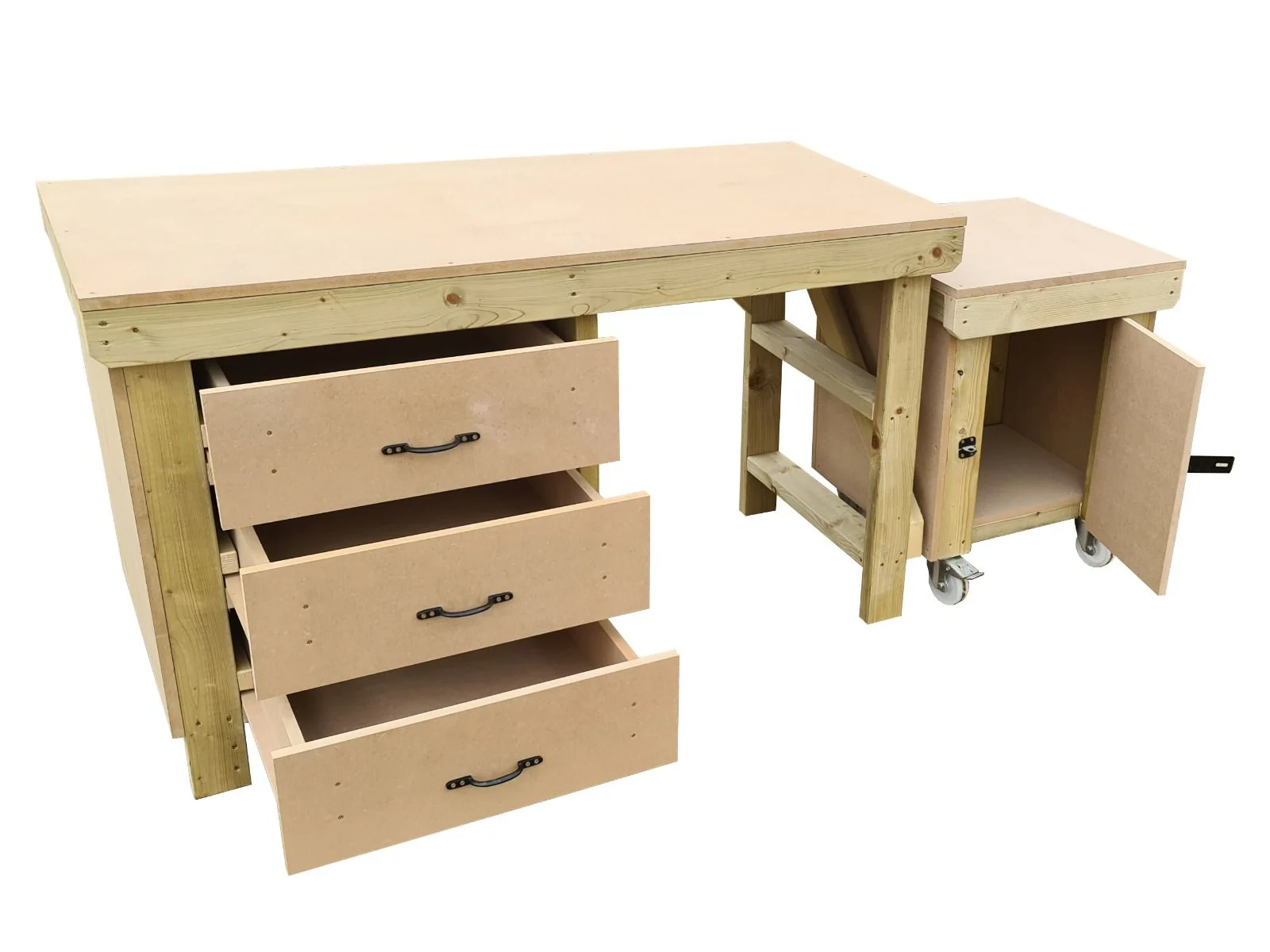 Wooden MDF top workbench with drawers and functional lockable cupboard (V.6) - Image 3