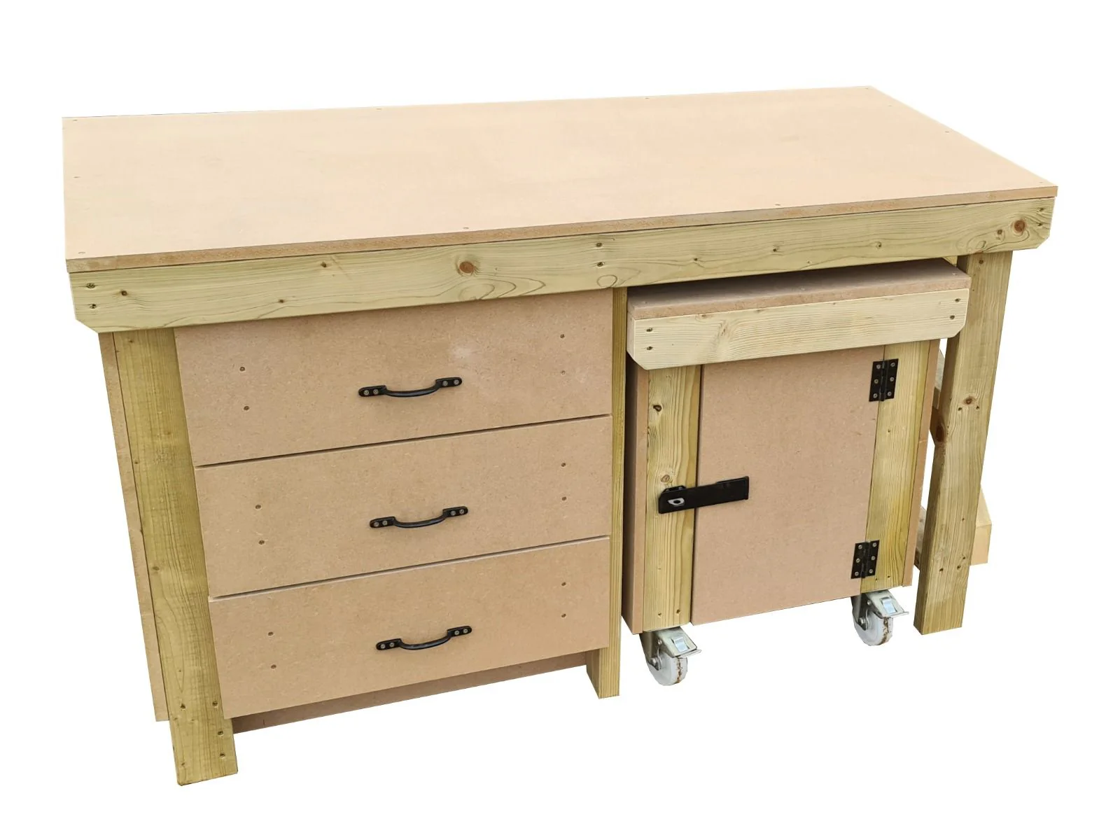 Wooden MDF top workbench with drawers and functional lockable cupboard (V.6) - Image 6