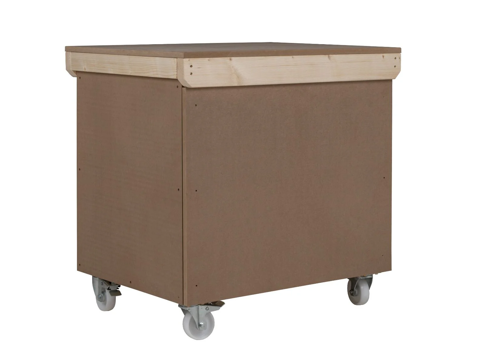 Wooden MDF Top Workbench With Lockable Cupboard (V.9) double shelf and wheels - Image 8