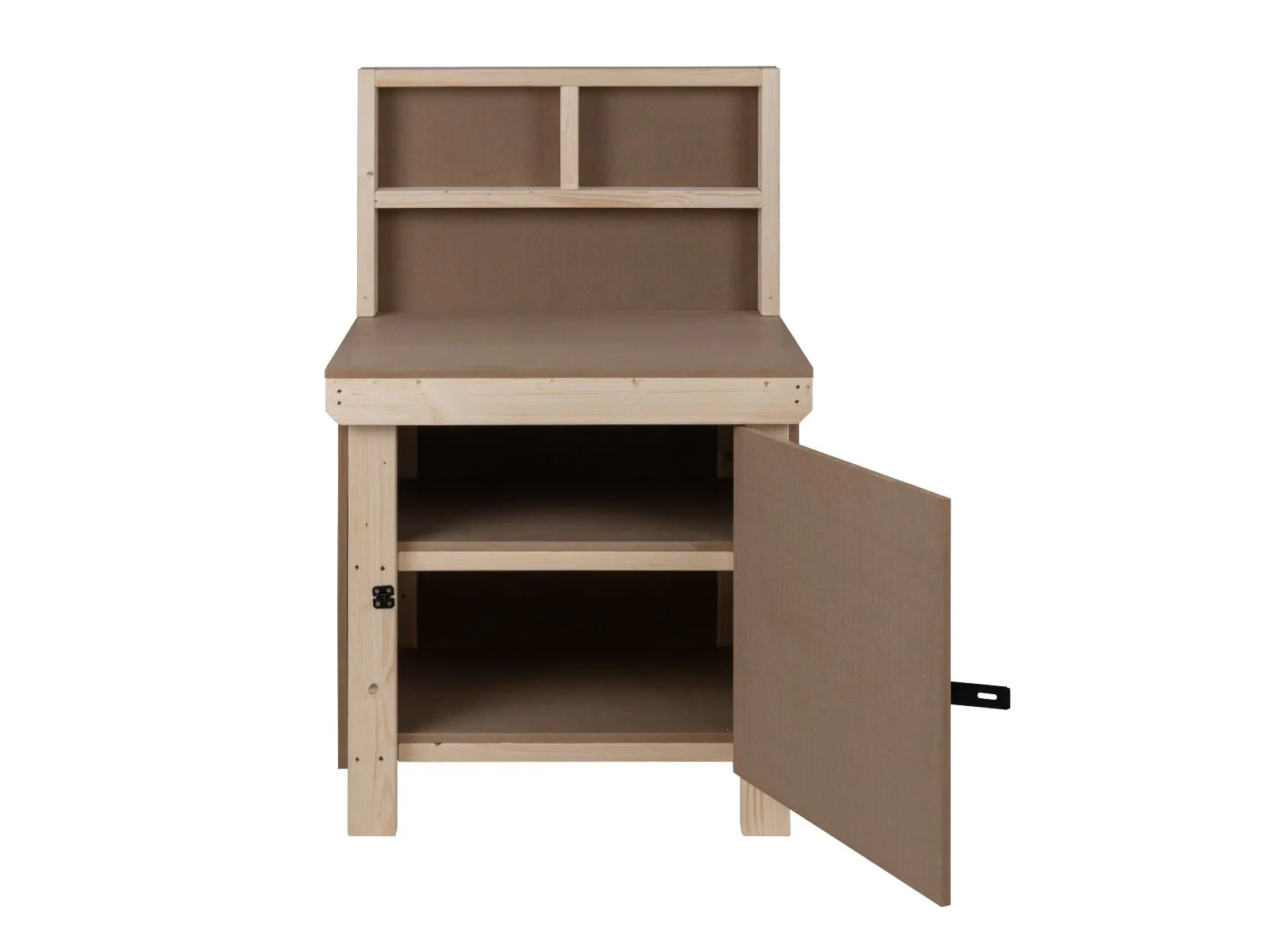 Wooden MDF Top Workbench With Lockable Cupboard (V.9) with back panel and double shelf - Image 6