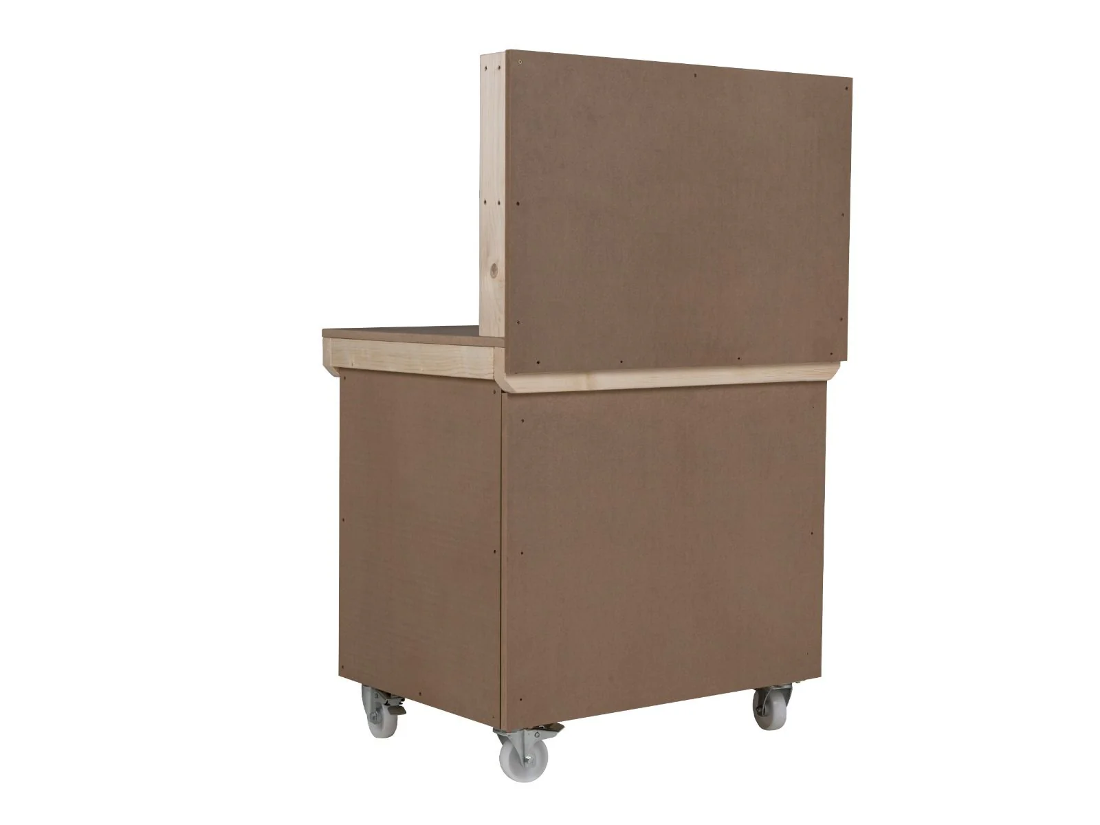 Wooden MDF Top Workbench With Lockable Cupboard (V.9) with back panel and wheels - Image 8
