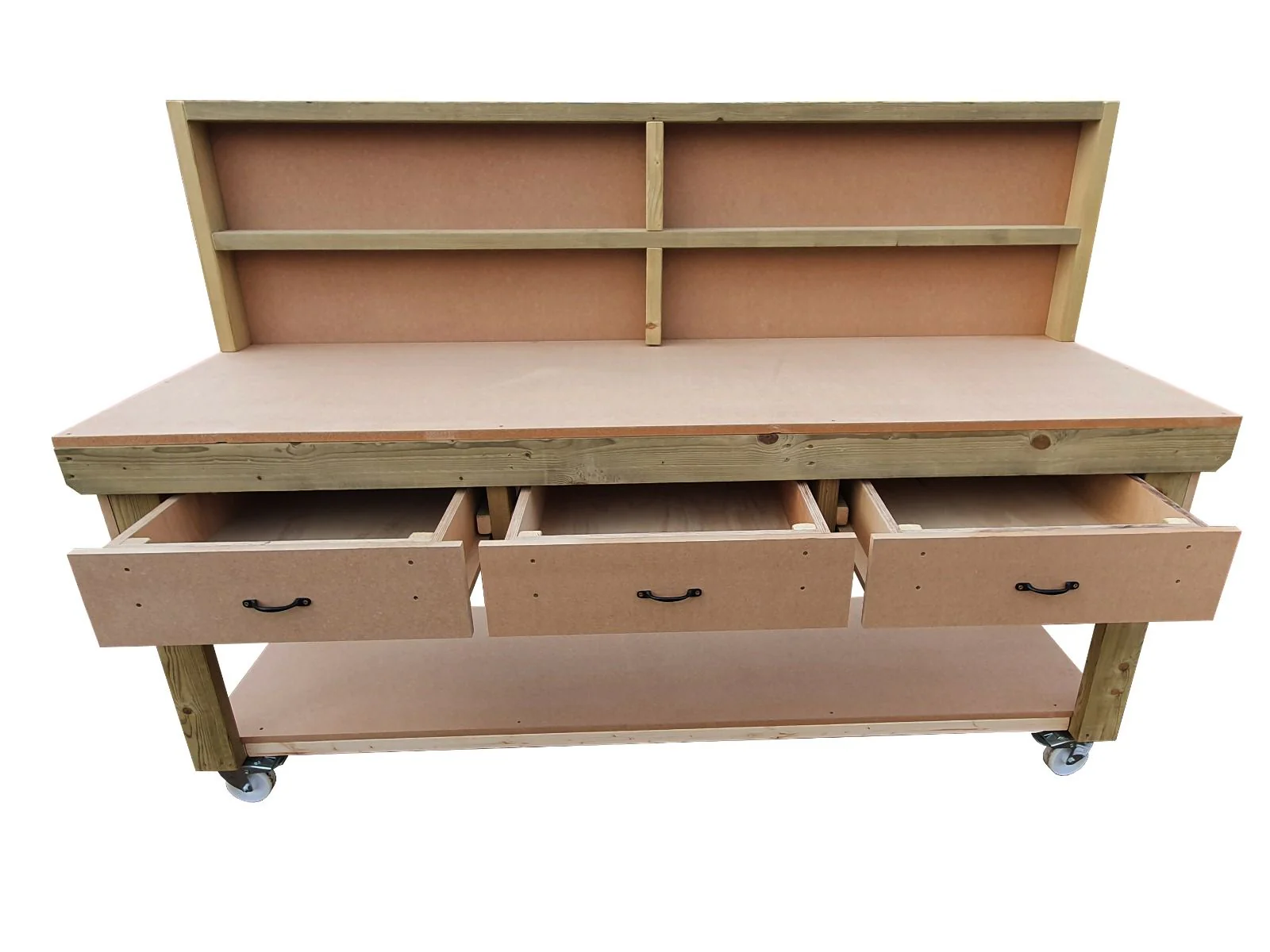Wooden MDF  workbench, tool cabinet with drawer (V.1) with back and wheels - Image 10