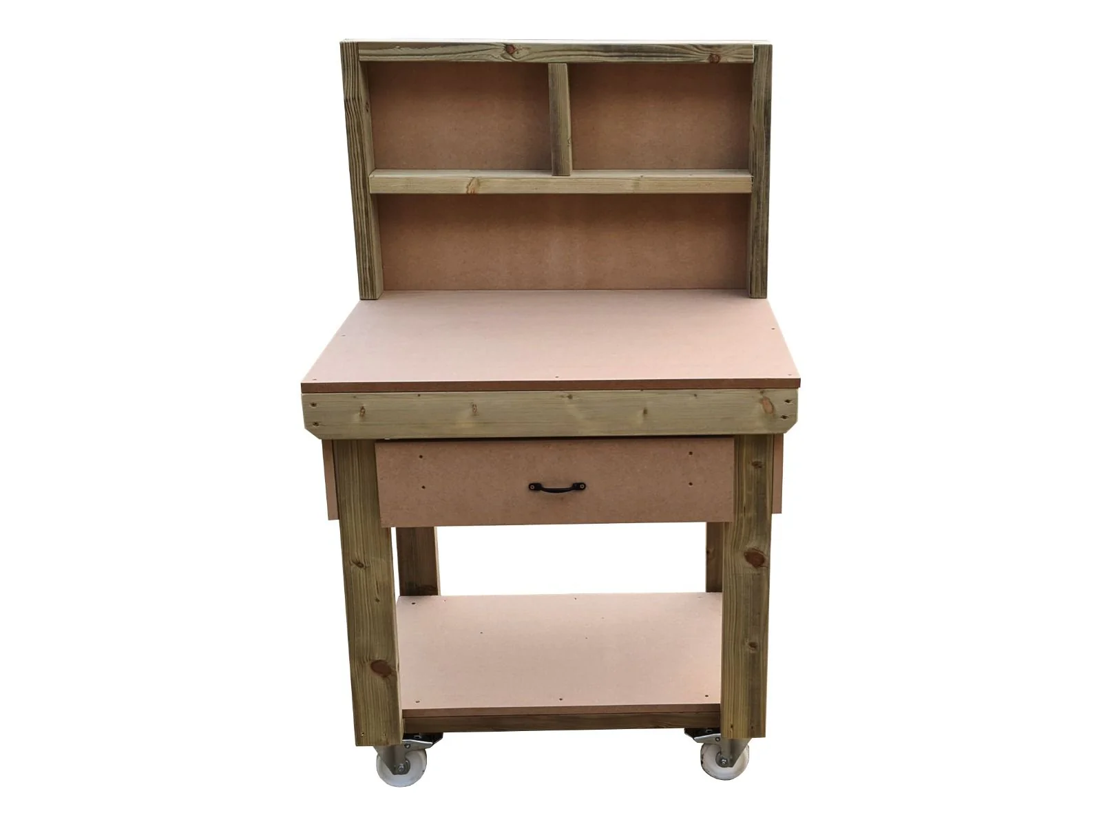 Wooden MDF  workbench, tool cabinet with drawer (V.1) with back and wheels - Image 5