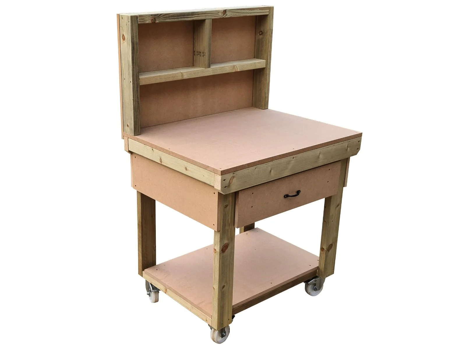 Wooden MDF  workbench, tool cabinet with drawer (V.1) with back and wheels - Image 8