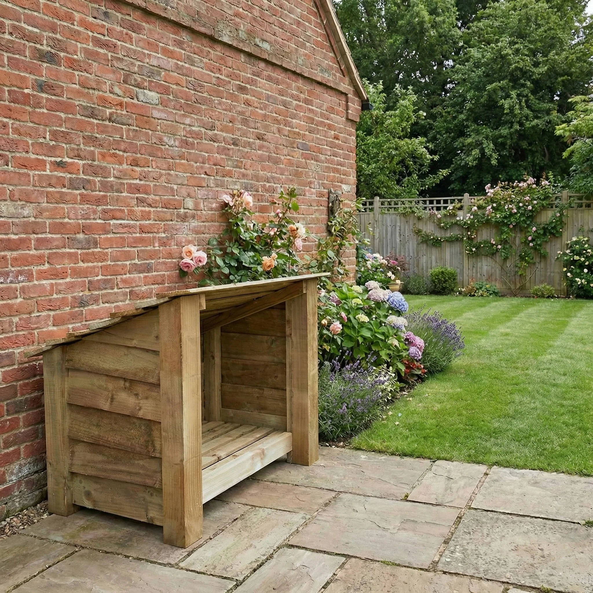 Wooden Outdoor Shoe/Log Storage W-79cm, H-66cm, D-54cm - Image 4